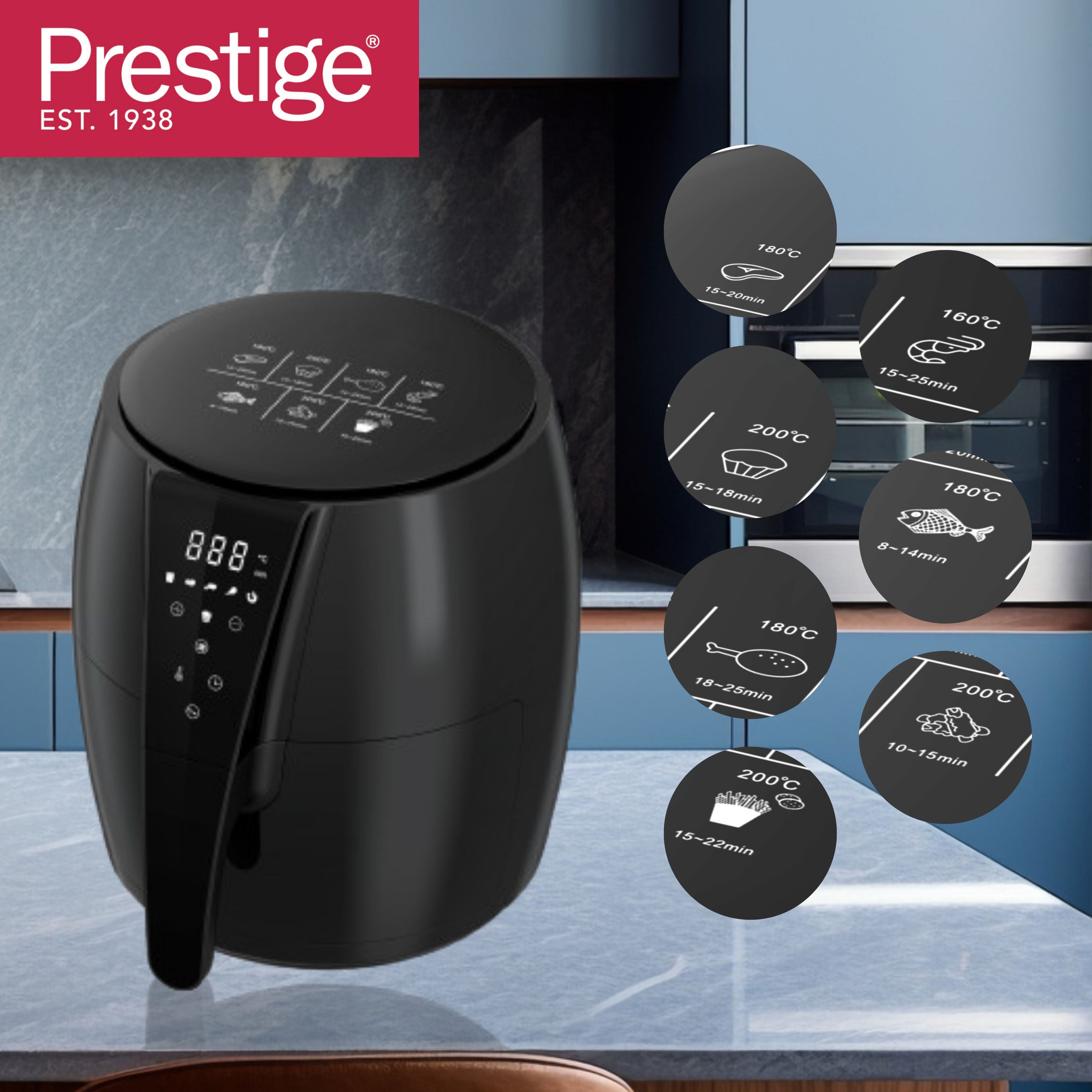 Prestige 4.8 Litre Digital Touchscreen Air Fryer with 60-Minute Timer (1500W) | PR50321