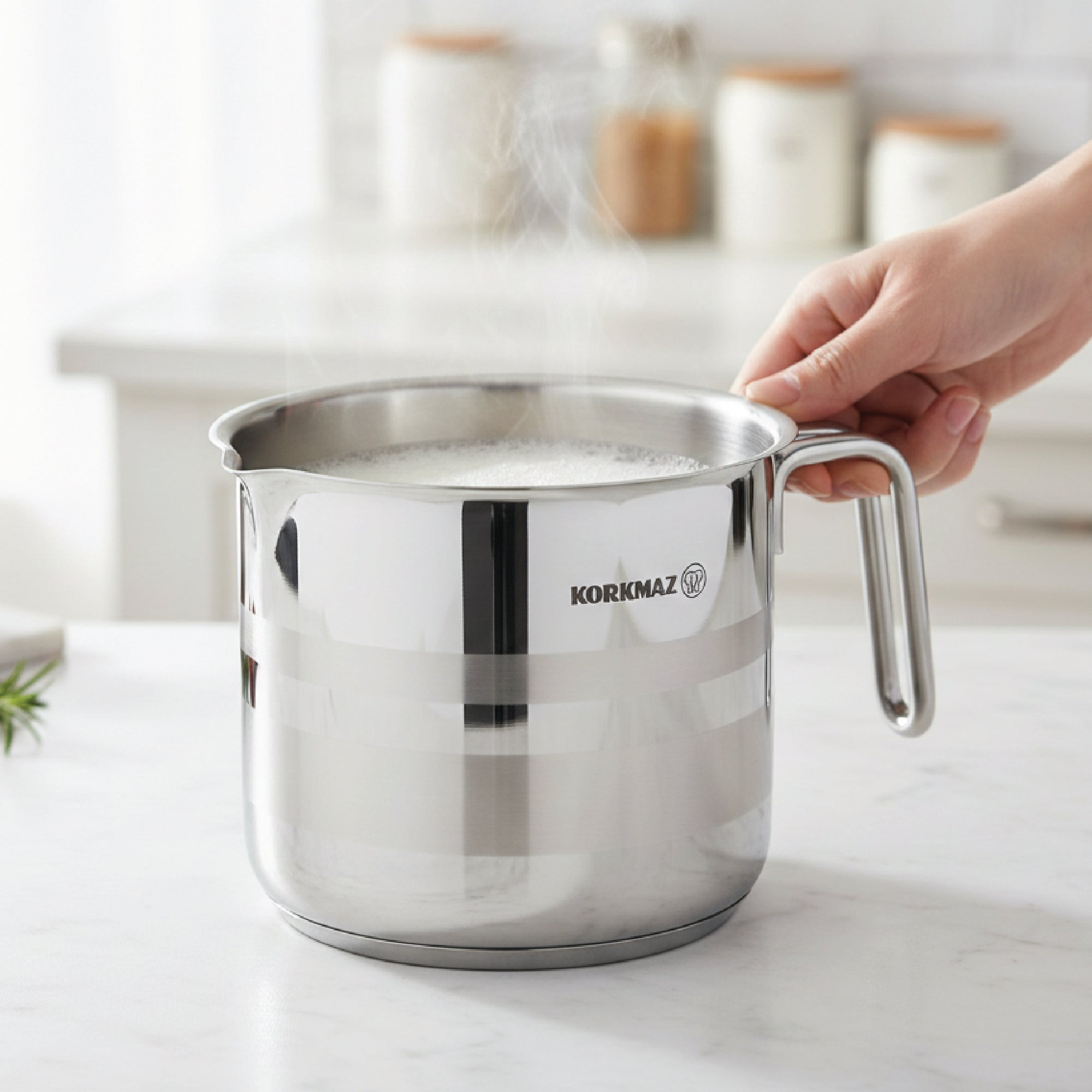 Korkmaz Alfa Grande 14 Pieces Stainless Steel Cookware Set | Stainless Steel Induction Compatible Tri-Ply Bottom Pots and Pans Set | Silver - KA1089