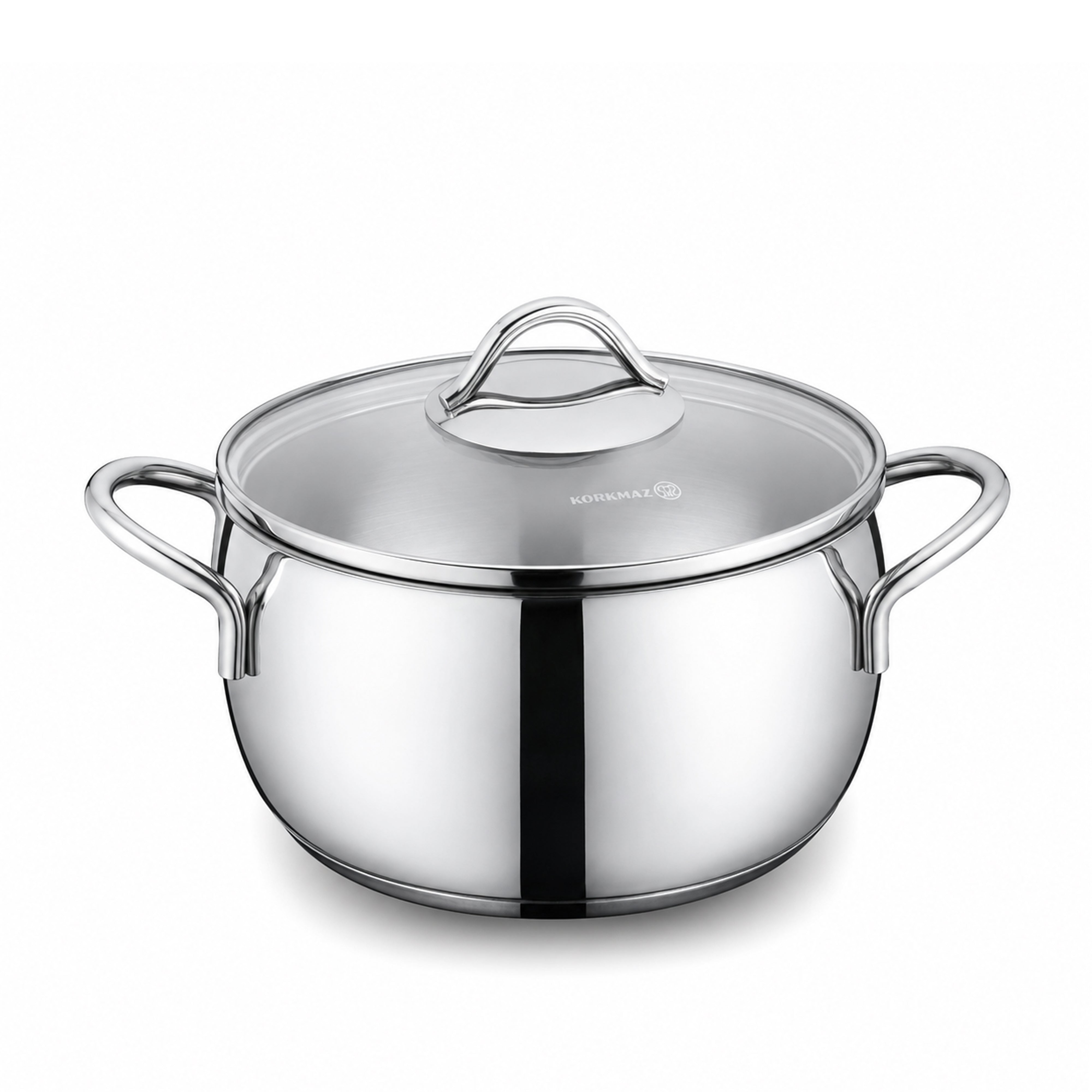 Korkmaz Tombik 9 Pieces Stainless Steel Cookware Set | Induction Compatible Tri-Ply Bottom Pots and Pans Set | Silver - KA1800