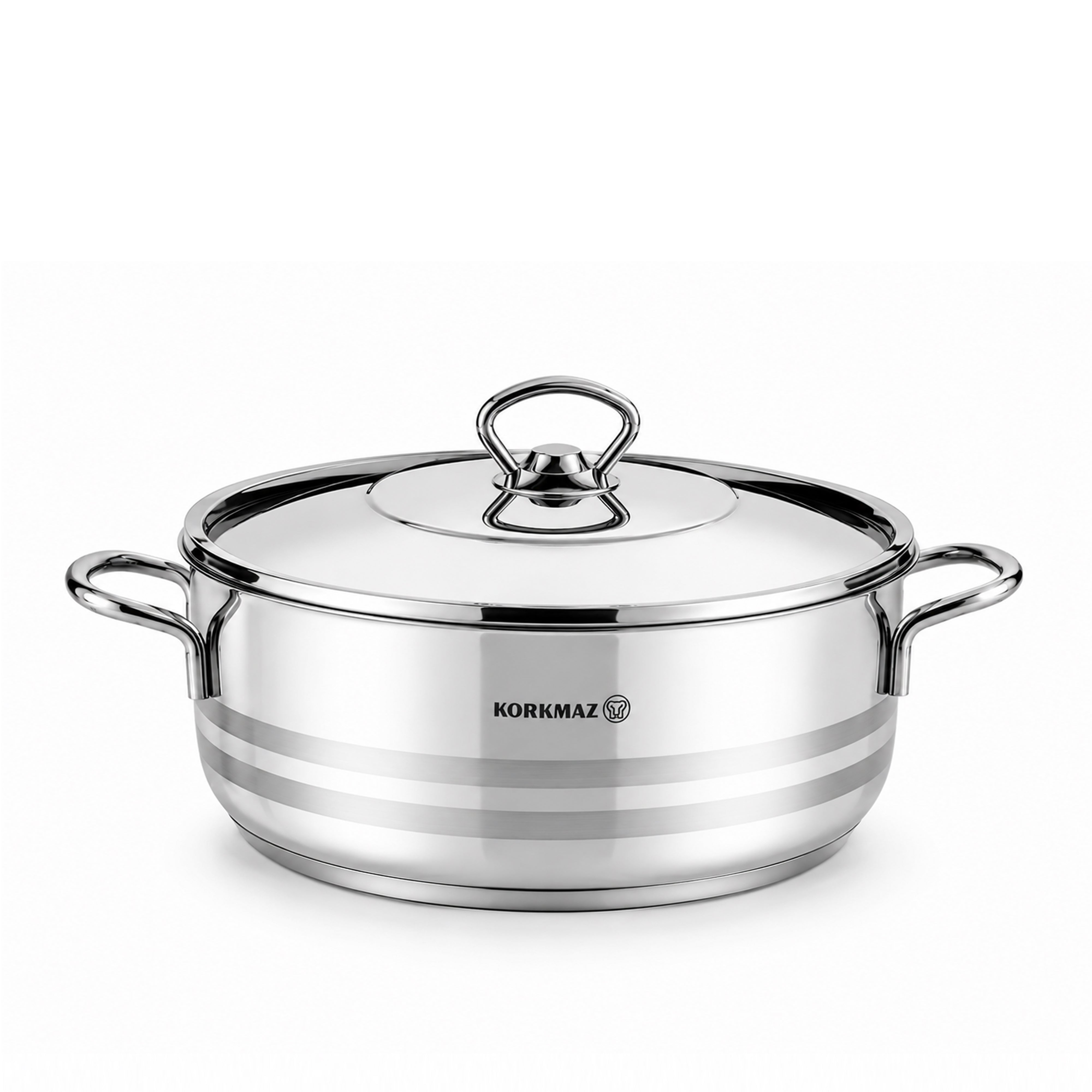 Korkmaz Astra 11 Pcs Stainless Steel Cookware Set | Turkish Induction Compatible Tri-Ply Bottom Pots and Pans Set | Silver KA1090