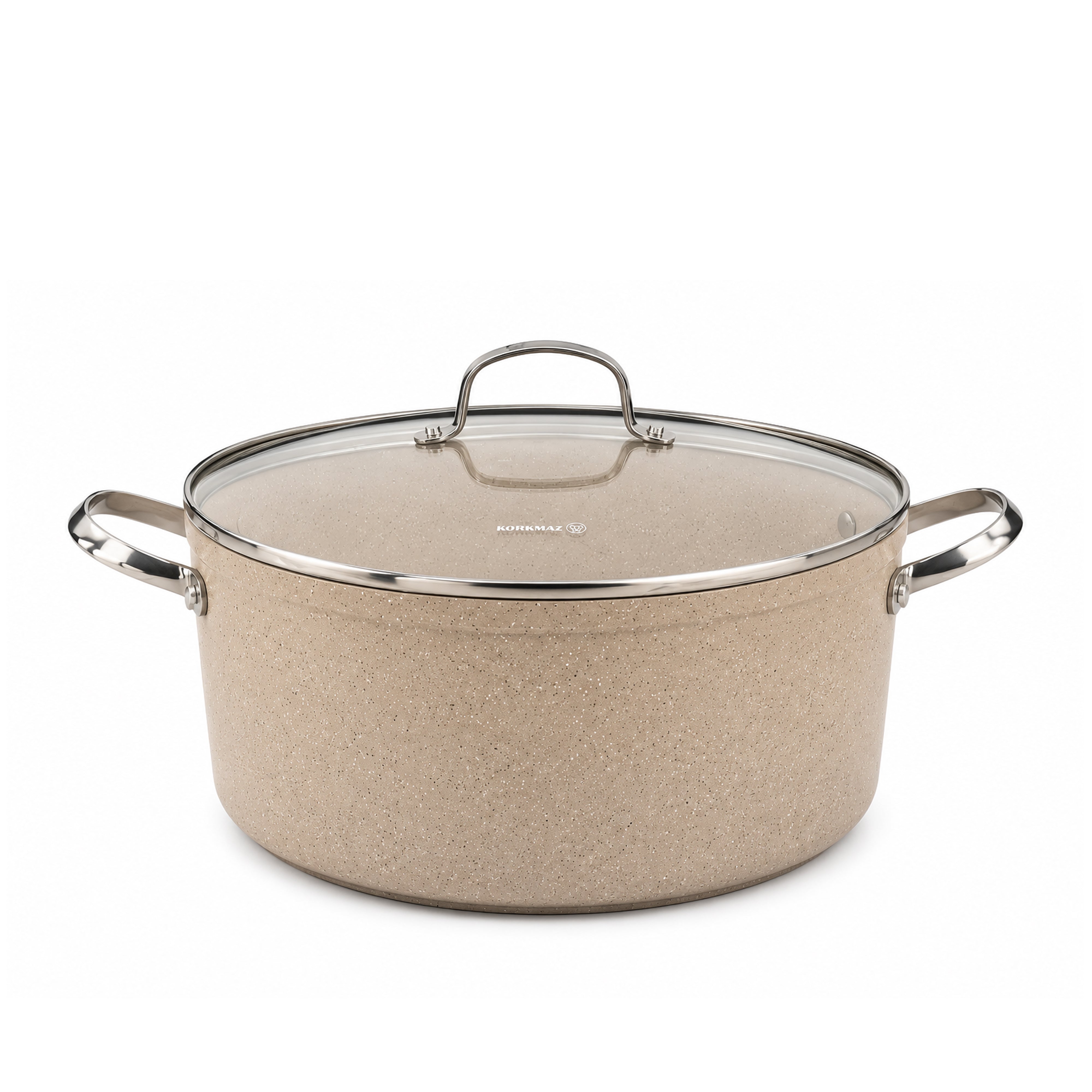 Korkmaz Granita 7 Pieces Non-Stick Cookware Set | Forged Aluminum Granite Coated Induction Base Cookware Pots and Pans Set | Beige - KA1272