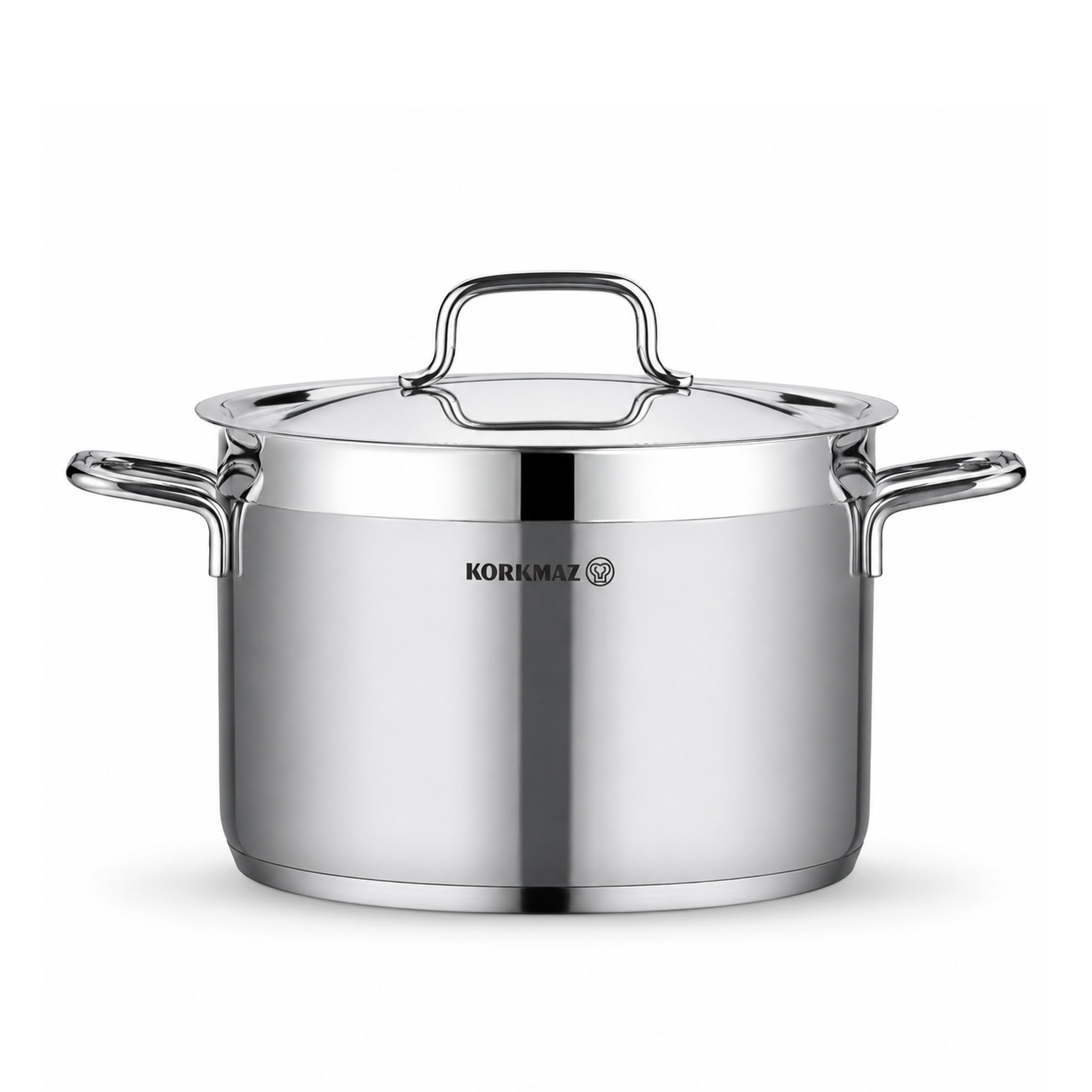Korkmaz Alfaron 7 Pcs Stainless Steel Cookware Set | Industion Compatible Tri-Ply Bottom Pots and Pans Set | Silver - KA1954