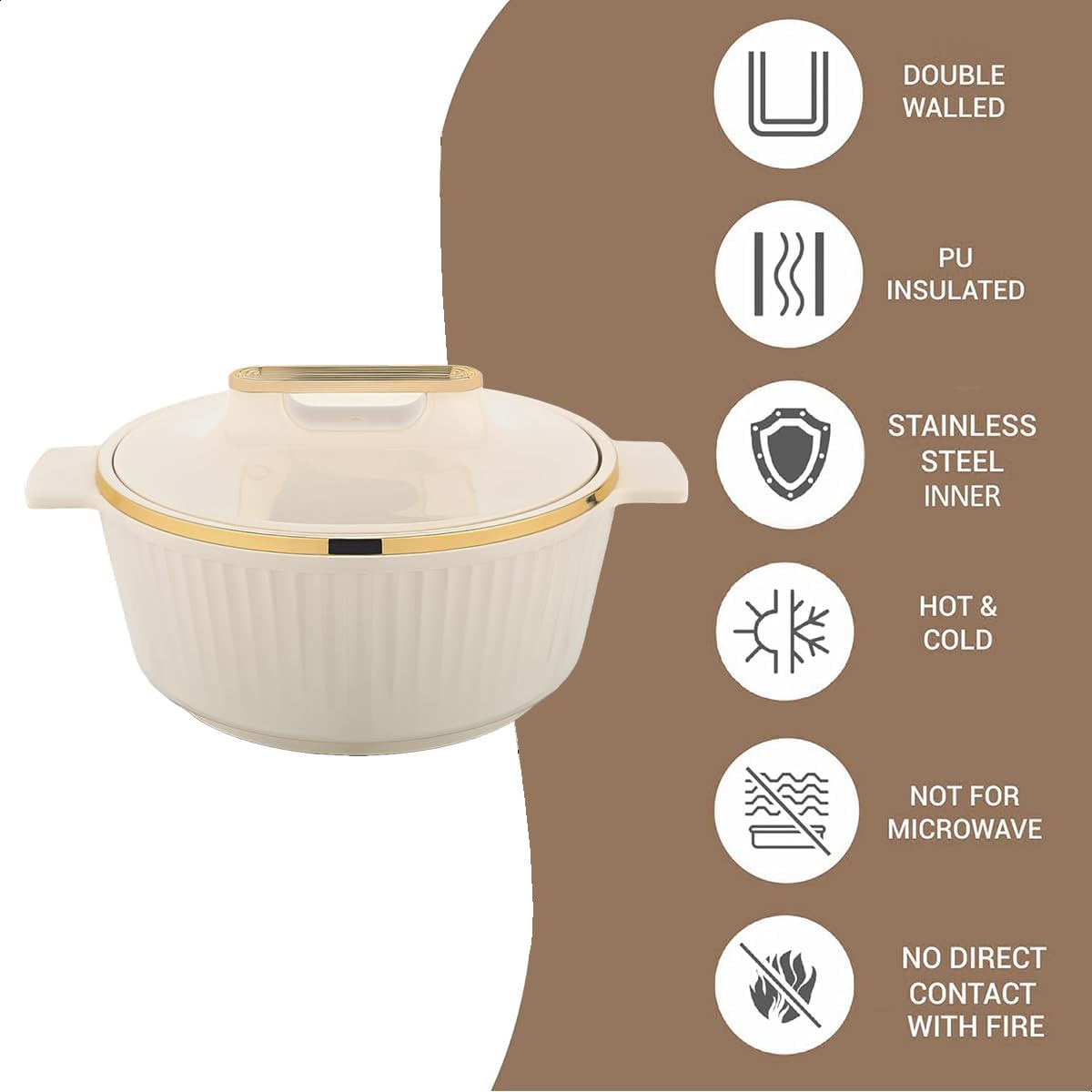 Asian Fancy Insulated Casserole Dlx 1500 Ml - Beige