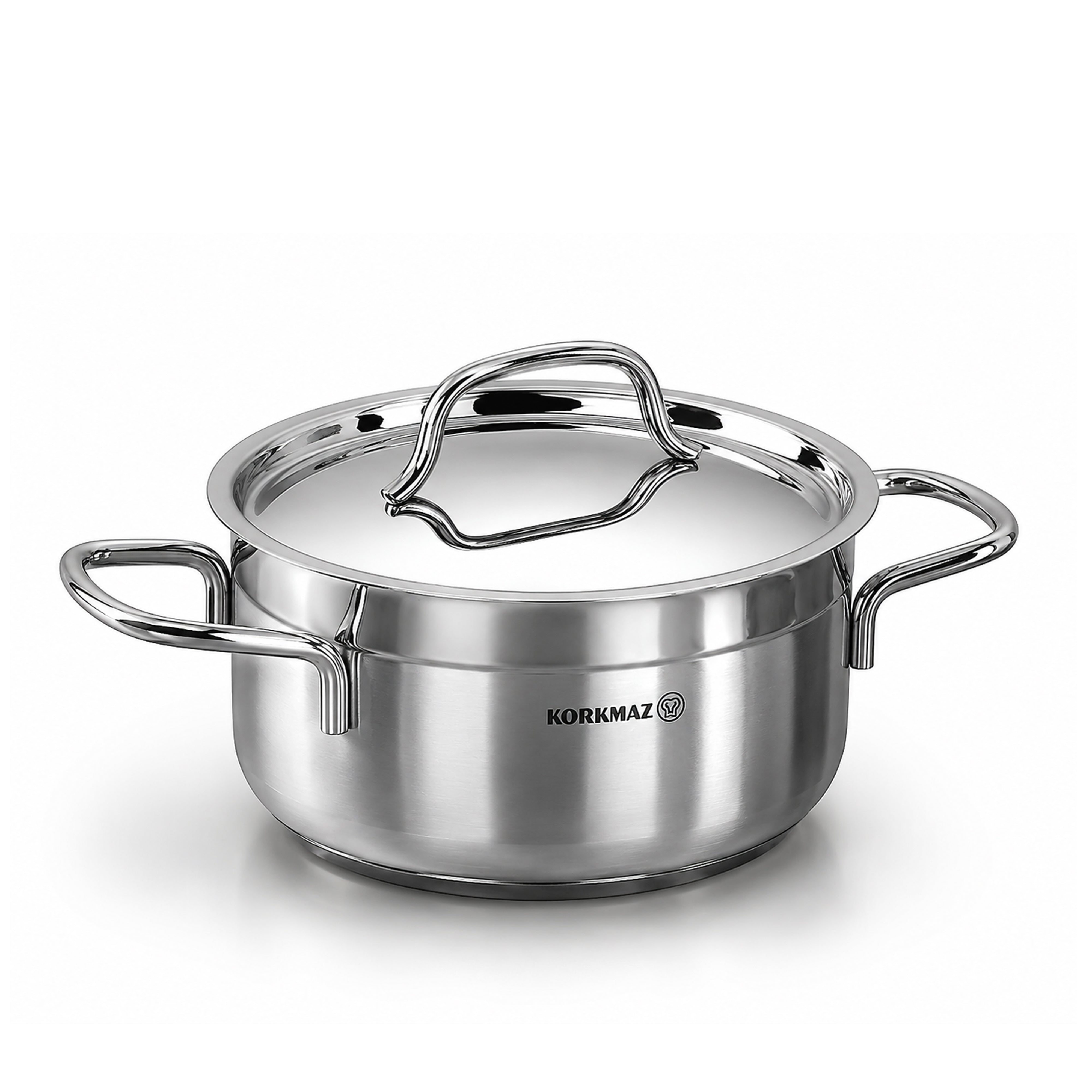 Korkmaz Alfa Grande 14 Pieces Stainless Steel Cookware Set | Stainless Steel Induction Compatible Tri-Ply Bottom Pots and Pans Set | Silver - KA1089
