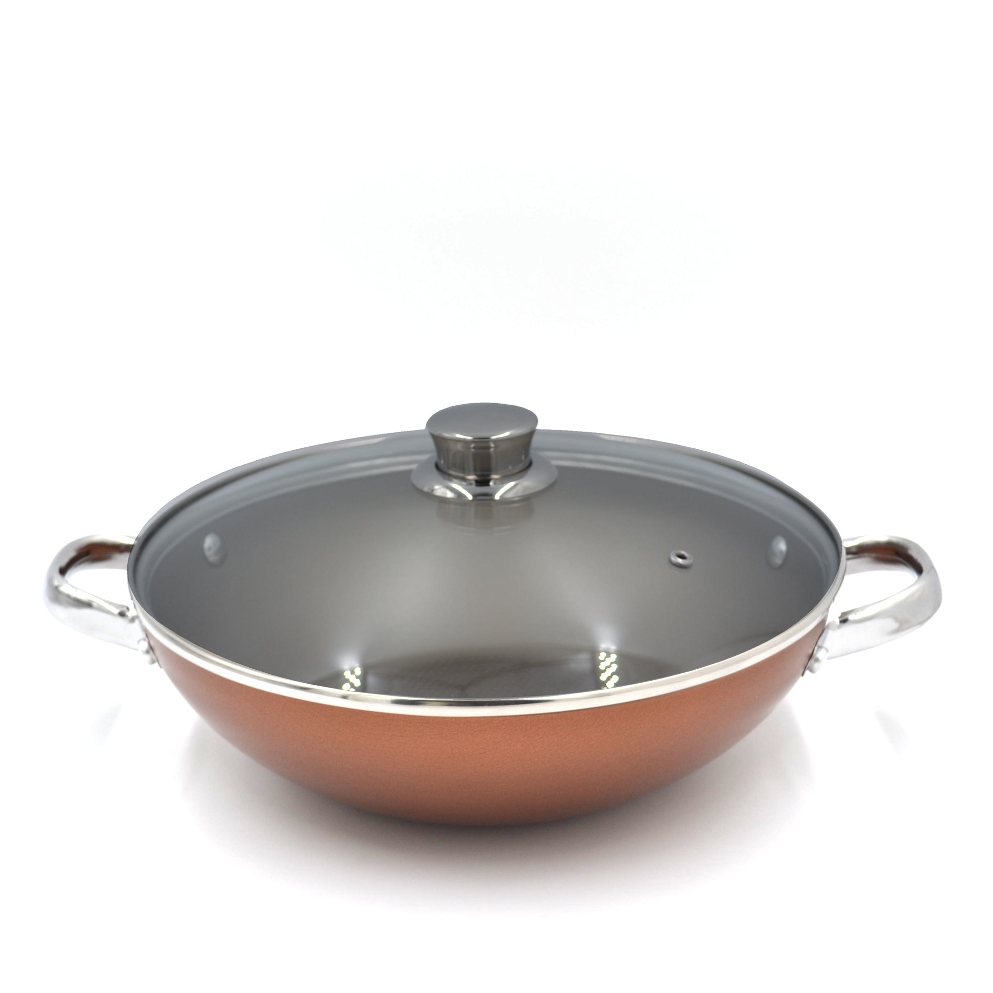 Prestige Ultra Non Stick Kadai with Glass Lid 28Cm and Complimentary Pan Holder | Induction Based Stock Pot | Non stick Stock Pot with Lid | PR22605