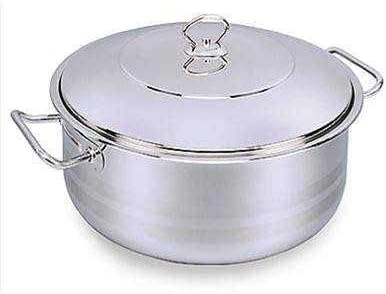 Korkmaz Mega Stainless Steel Low Casserole with Lid 28x11 cm / 6.5 L | Silver - KA1941