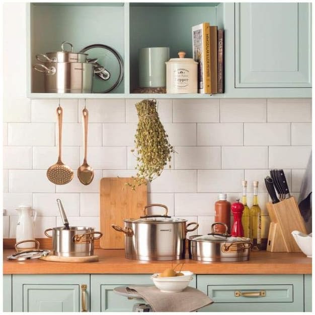 Korkmaz Proline 8 Piece Pot Cookware Set | Stainless Steel Induction Compatible Tri-Ply Bottom Pots Set | Rose Gold - KA1149