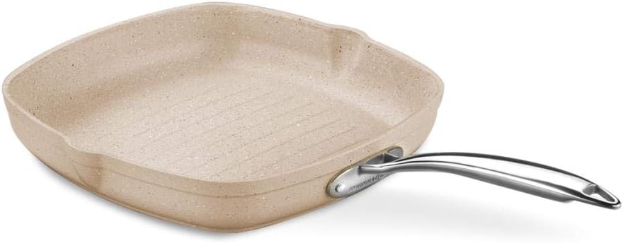 Korkmaz Granita Forged Aluminium Square Grill Frypan 28X28cm | Non-Stick Granite Coated Grill Pan | Induction Compatible Cookware | KA1268