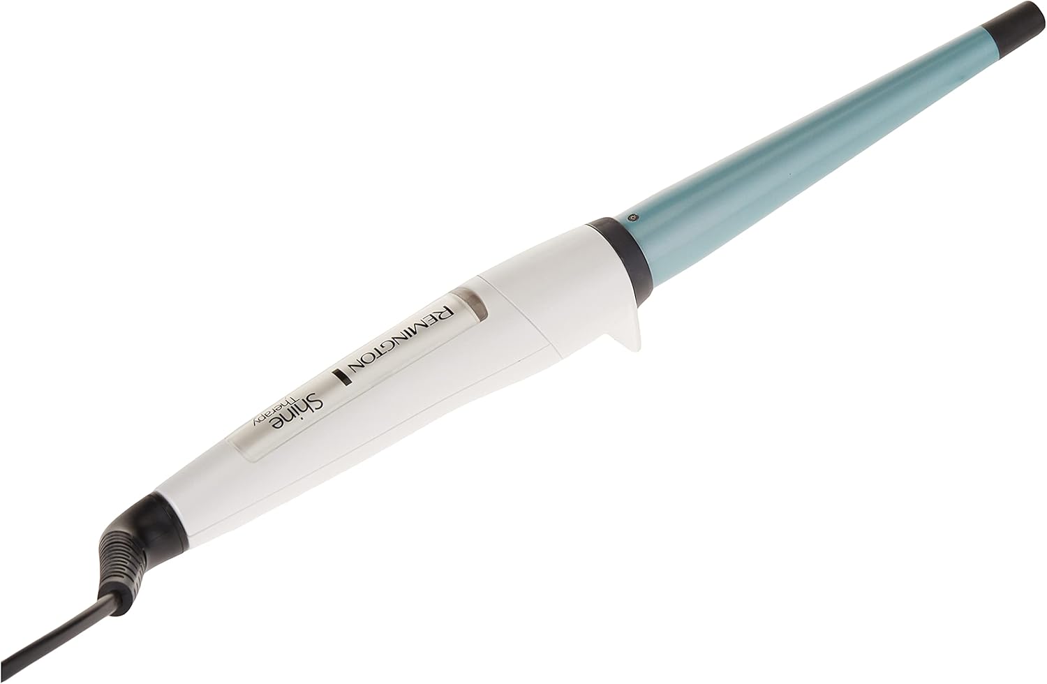 Remington Shine Therapy Curling Wand | Advanced Ceramic Coating Infused with Moroccan Argan Oil for Smooth, Shiny Curls – CI53W (White)