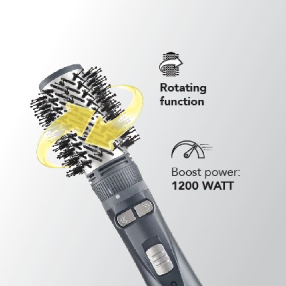 CARRERA OMNI Styler 1200W Hot Air Brush – One Step Hair Dryer & Volumizer with Rotating Ceramic Brush, 6 Attachments, Frizz Control, 3 Heat Settings, Cool Shot, Blow Dry & Style, CRR528, 2 Yr Warranty