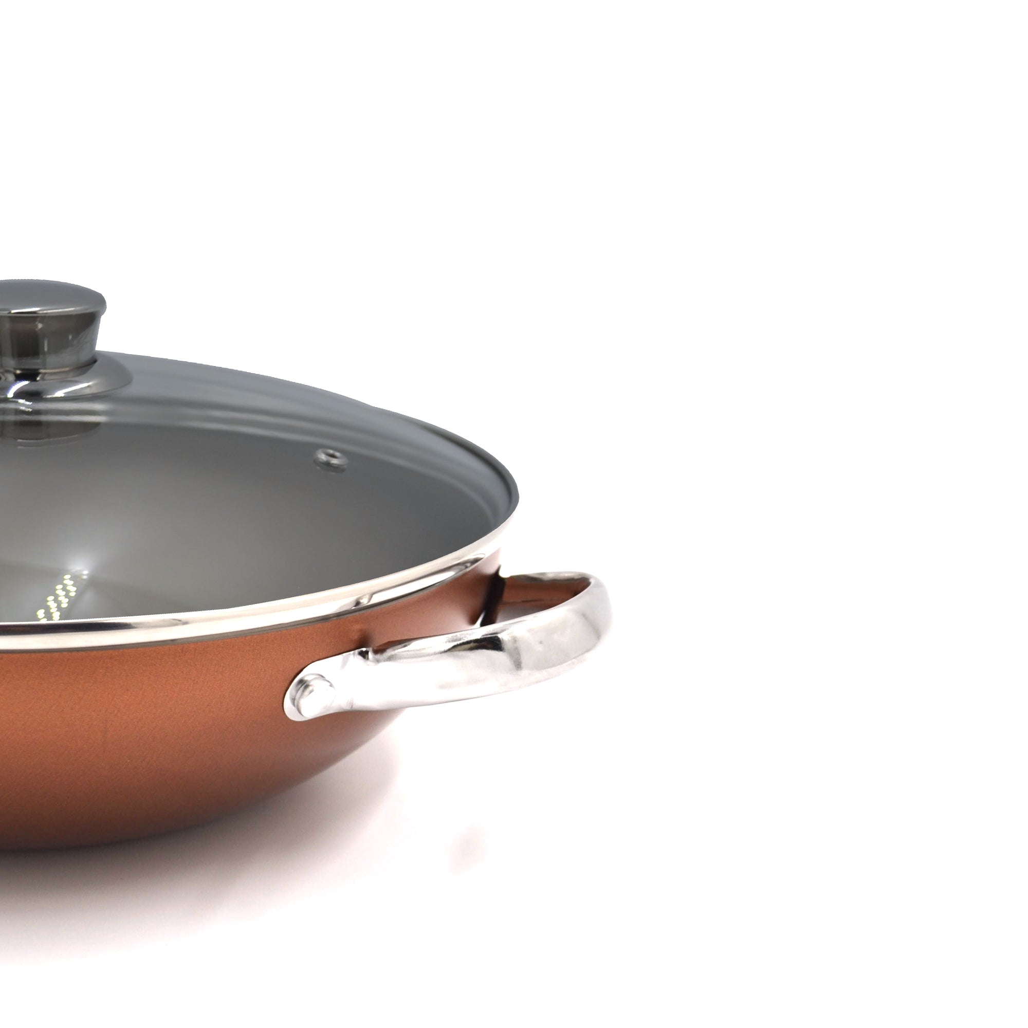 Prestige Ultra Non Stick Kadai with Glass Lid 28Cm and Complimentary Pan Holder | Induction Based Stock Pot | Non stick Stock Pot with Lid | PR22605