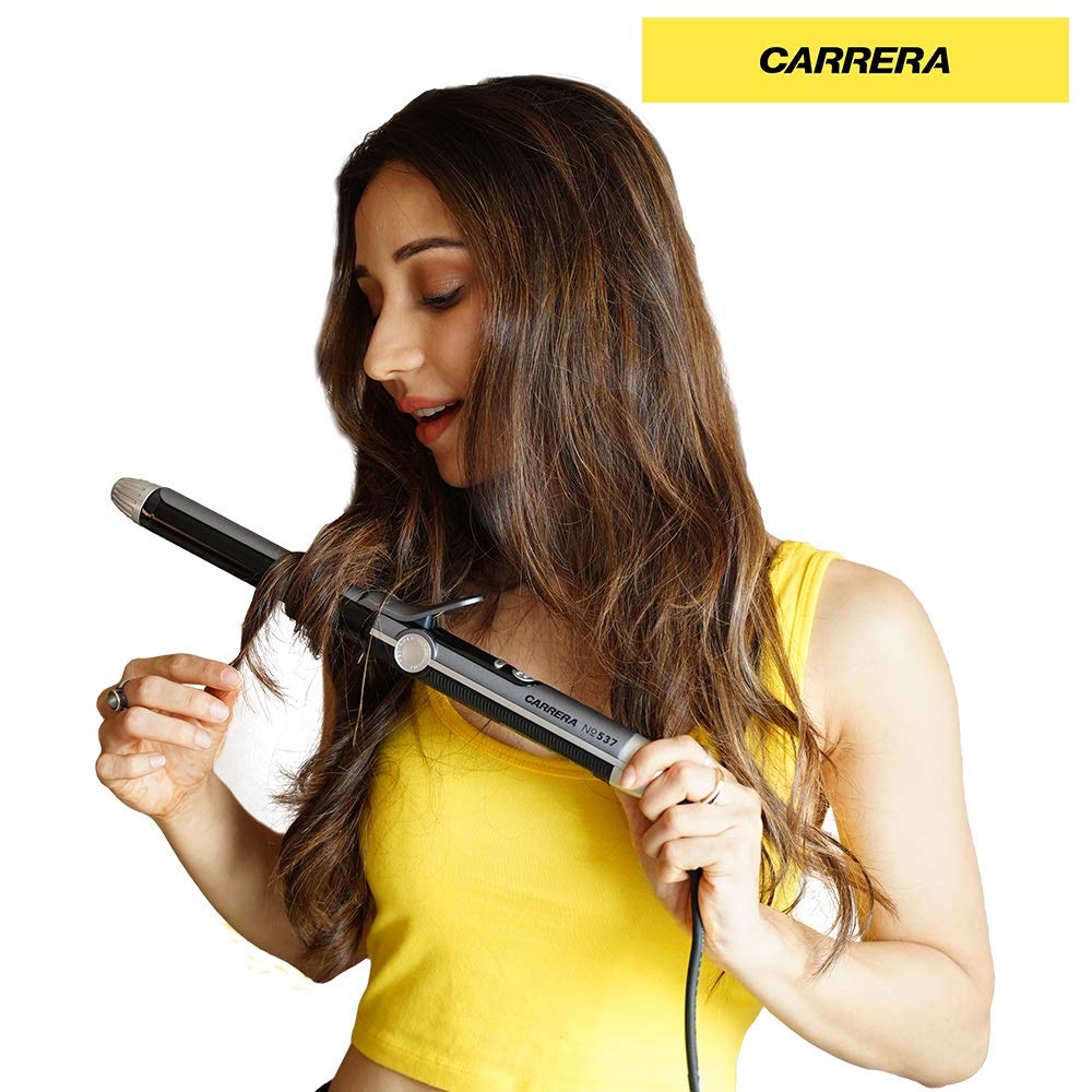 Carrera 537 Professional Curling Machine Hair Rod | Curling Iron Tong for Women | Ceramic Wand - Flexi Rod, LED & Long Plates