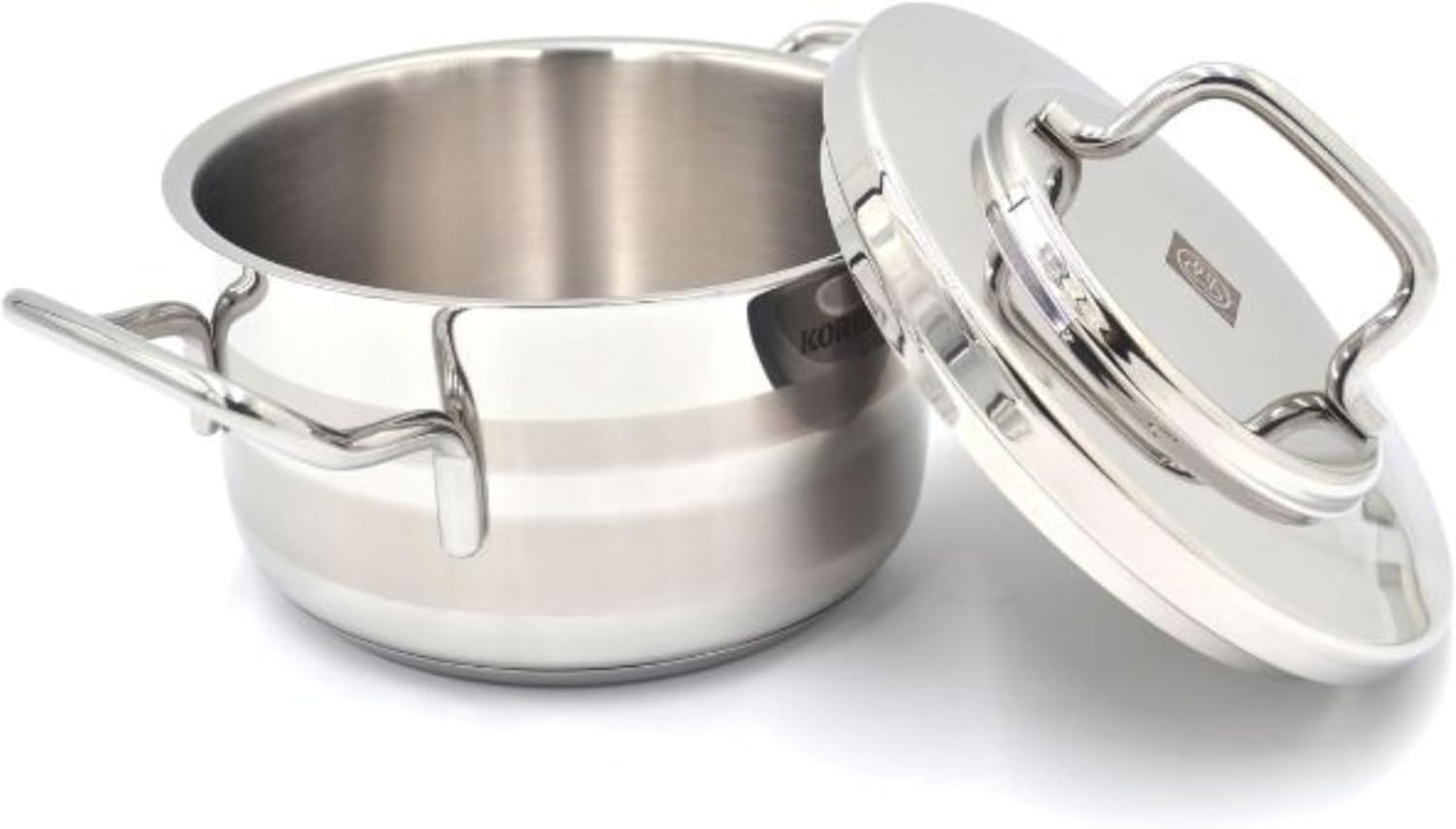 Korkmaz Alfaron 7 Pcs Stainless Steel Cookware Set | Industion Compatible Tri-Ply Bottom Pots and Pans Set | Silver - KA1954