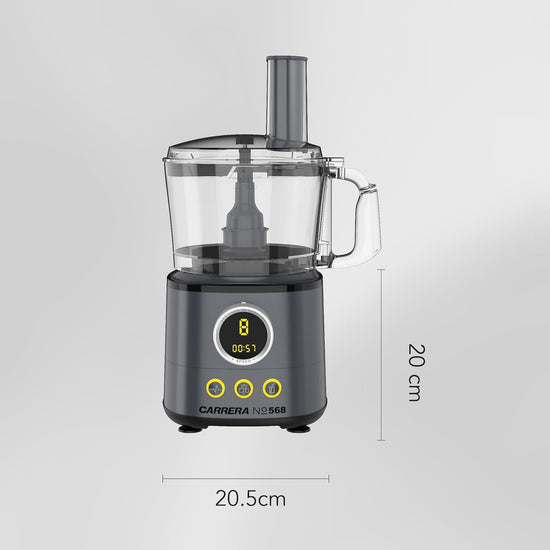 CARRERA Digital Food Processor № 568 – 1000W High-Performance Food Processor with Digital Knob, LED Display & Multi-Function Accessories