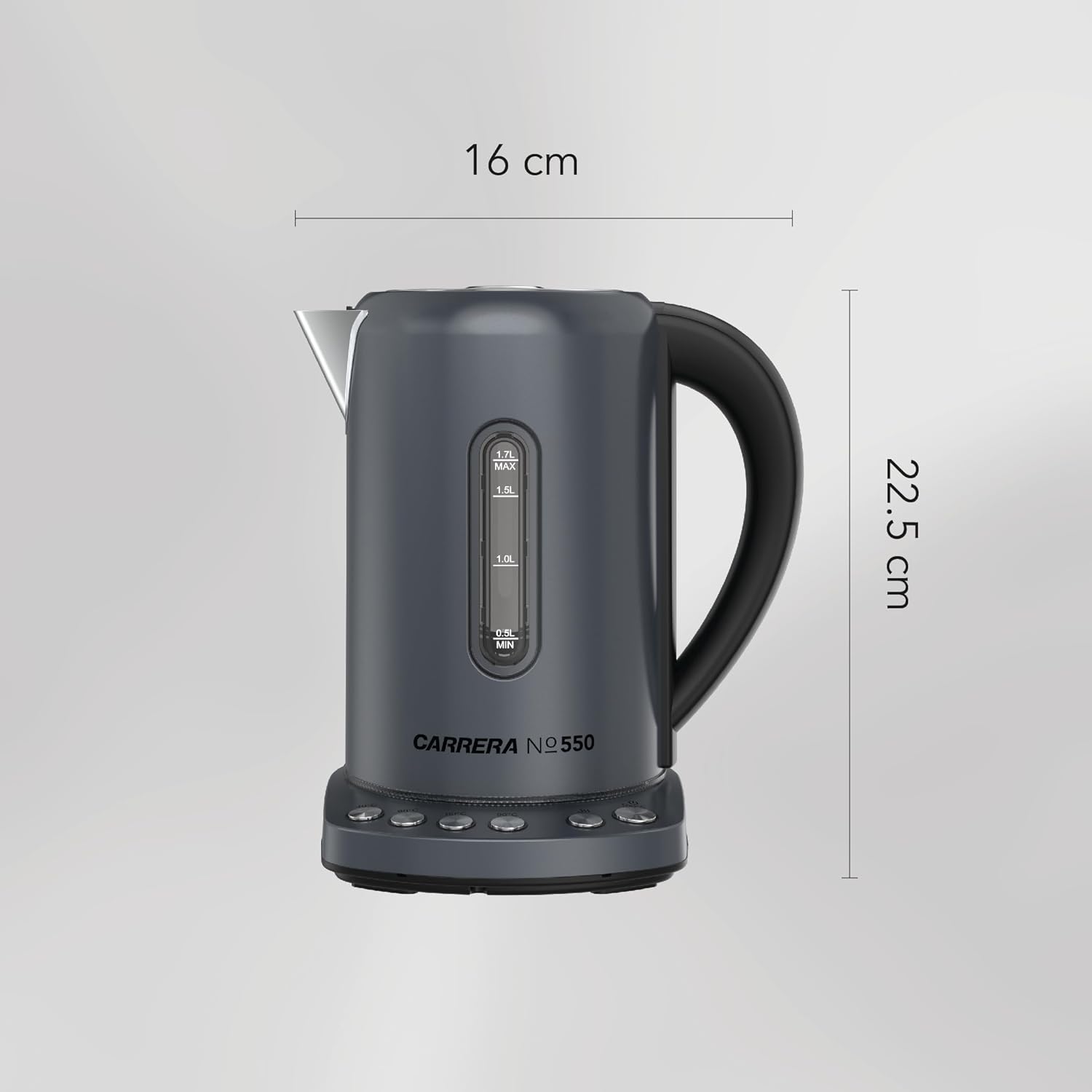 CARRERA Electric Kettle № 550 – 2000-2400W Stainless Steel Kettle with Adjustable Temperature, Keep Warm Function & LED Display