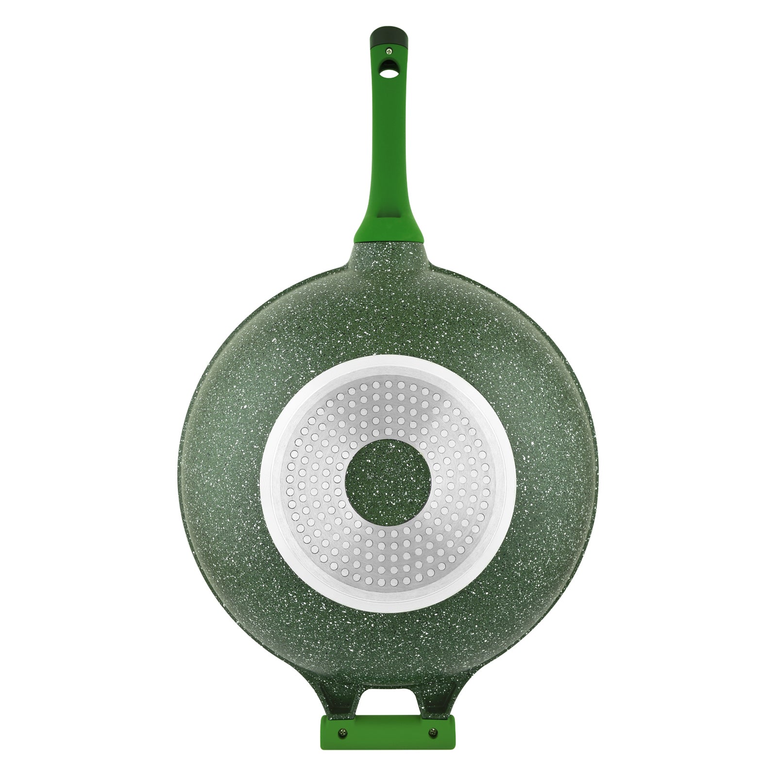 Prestige Essentials Wok Pan 28 Cm | Induction Compatible Non Stick Pan | Granite Coted Cooking Pot | Green - PR81116