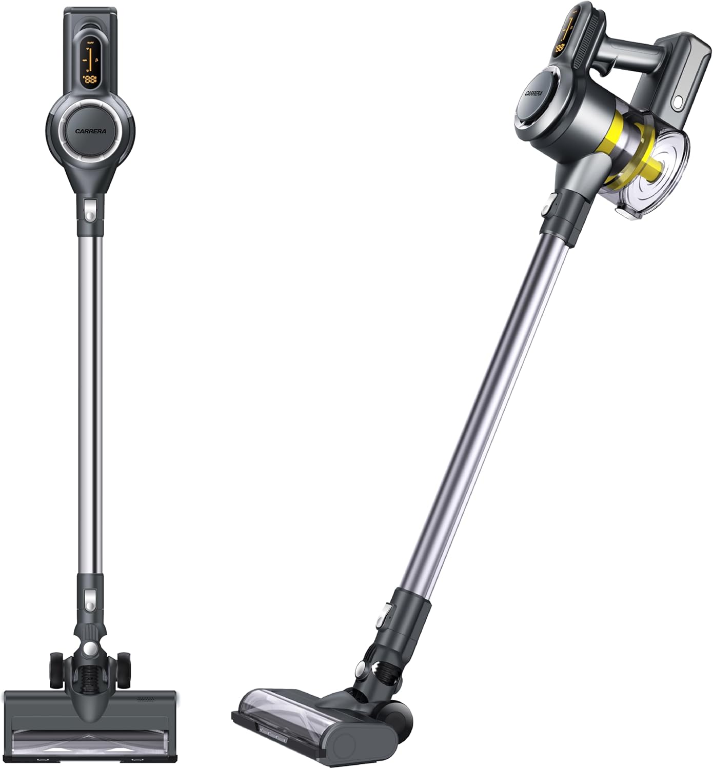 CARRERA Cordless Stick Vacuum Cleaner CRR321 – 400W Cordless Vacuum with BLDC Motor, 23Kpa Suction Power, Multi-Cyclone Filtration & LED Display