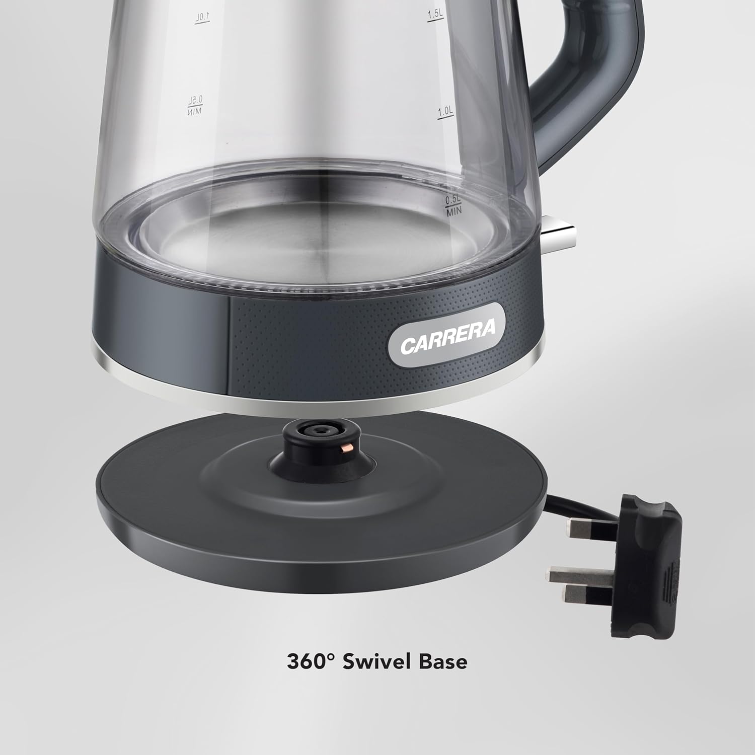 CARRERA Glass Kettle CRR649– 2200W Electric Kettle with 1.7L Heat-Resistant Glass Jug, STRIX Controller & Boil-Dry Protection