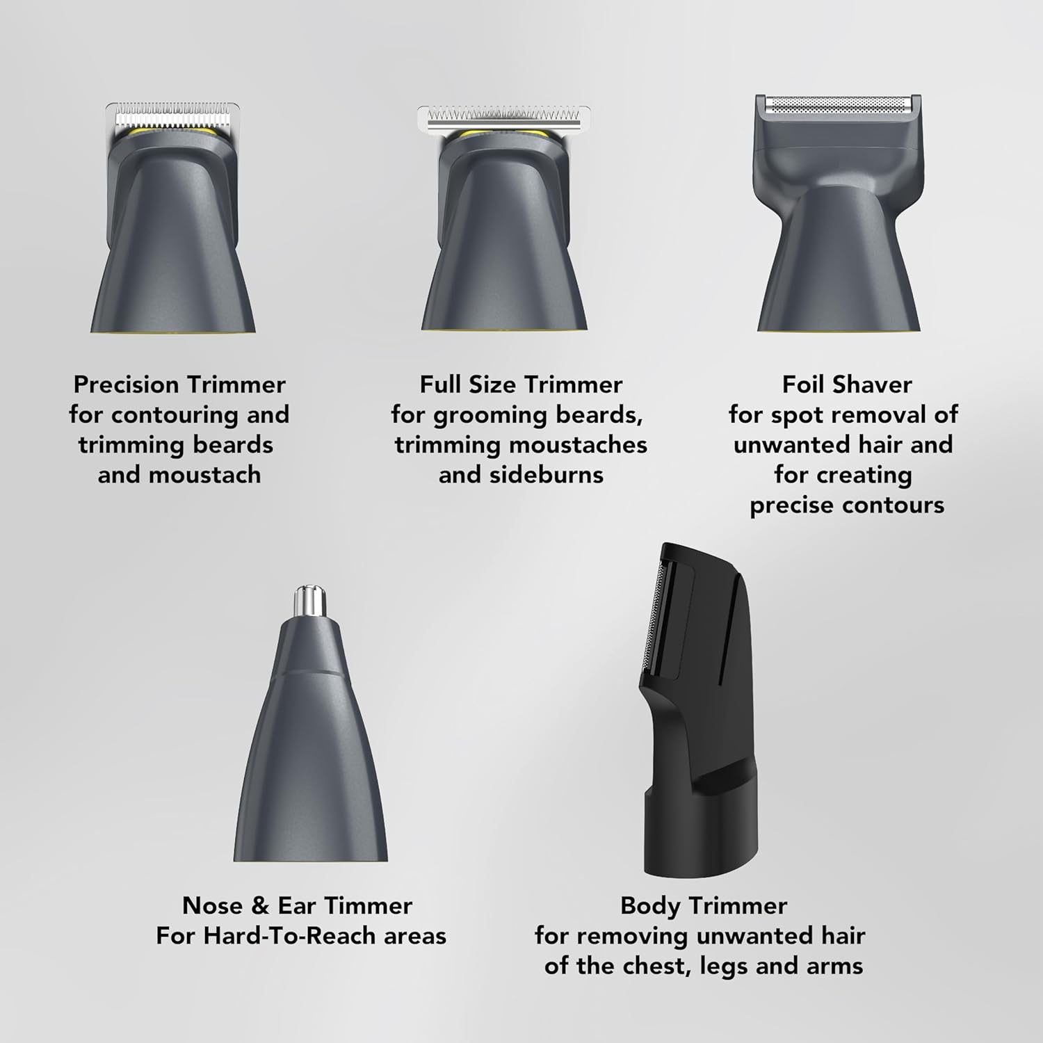 CARRERA CRR625 All-in-1 Trimmer for Men | Cordless Beard, Hair & Body Grooming Kit, Stainless Steel Blades, IPX6 Waterproof, USB Rechargeable, LED Display, 5-Min Boost, Multi Attachments, Gift for Men