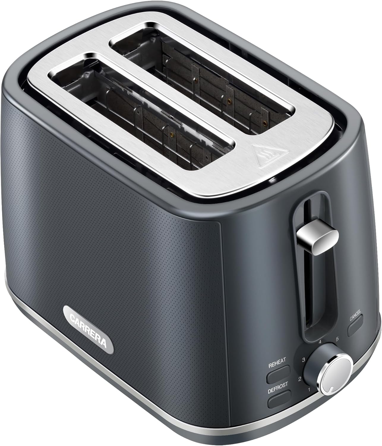CARRERA Toaster CRR563 – 2-Slice Toaster with 7 Browning Settings, Wide Slots, Reheat & Defrost Function, and Automatic Shut-Off