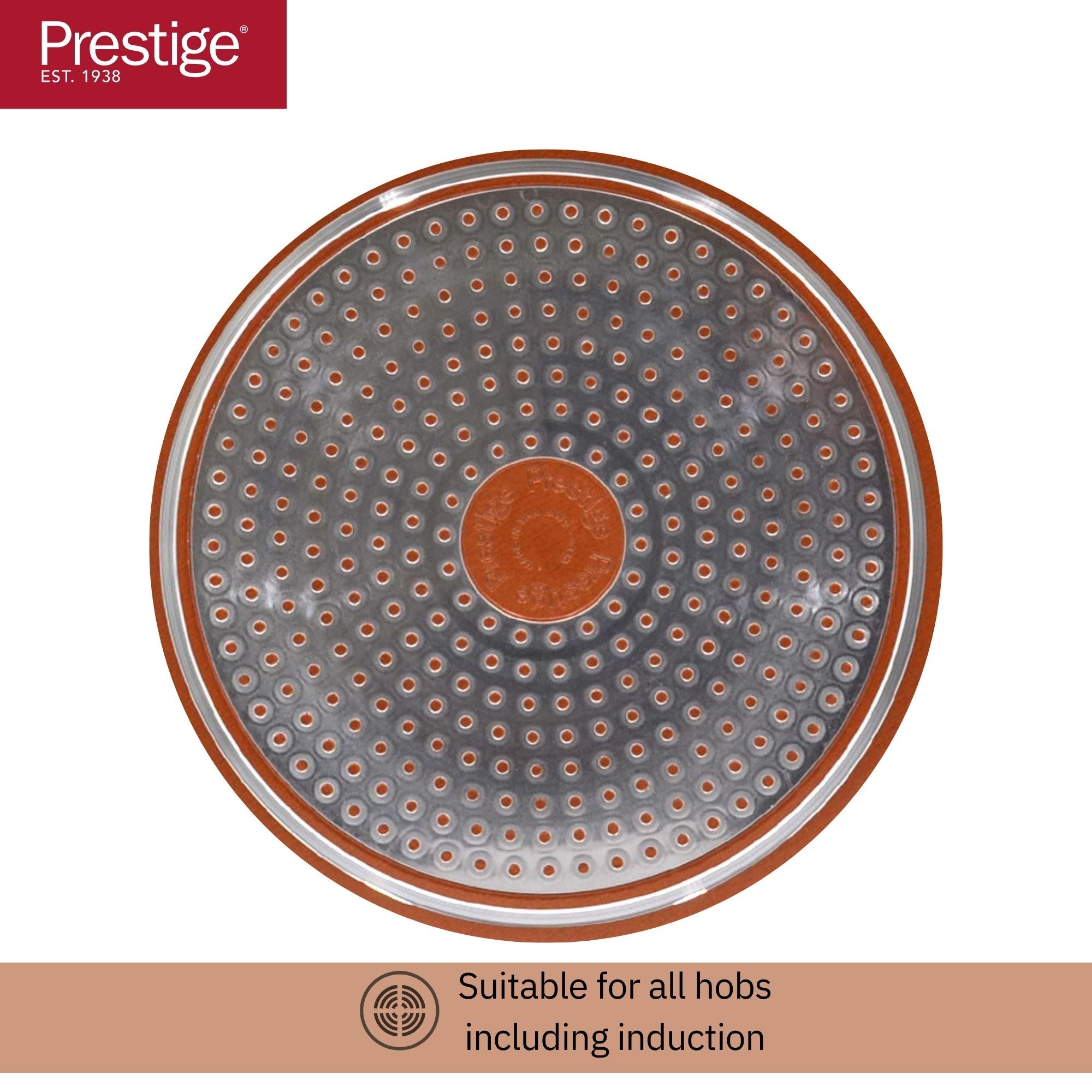 Prestige Ultra Non Stick Casserole with Glass Lid 24cm/5.2L and Complimentary Pan Holder | Induction Based Stock Pot | Non stick Stock Pot with Lid | PR22601