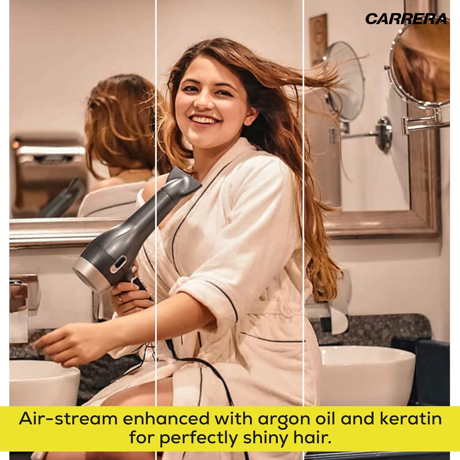 CARRERA AC Hair Dryer № 631, 2400 Watts Profesional, Ultra slim styling nozzle, Diffuser, Hot and Cold Air, 2 Speed 3 Temperature Settings with Cool Shot For both Men and Women