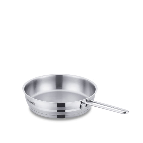 Korkmaz Astra Stainless Steel Frypan 24X6 cm / 2.7 L | Induction Compatible Tri-Ply Bottom Frying Pan | Silver - KA1905