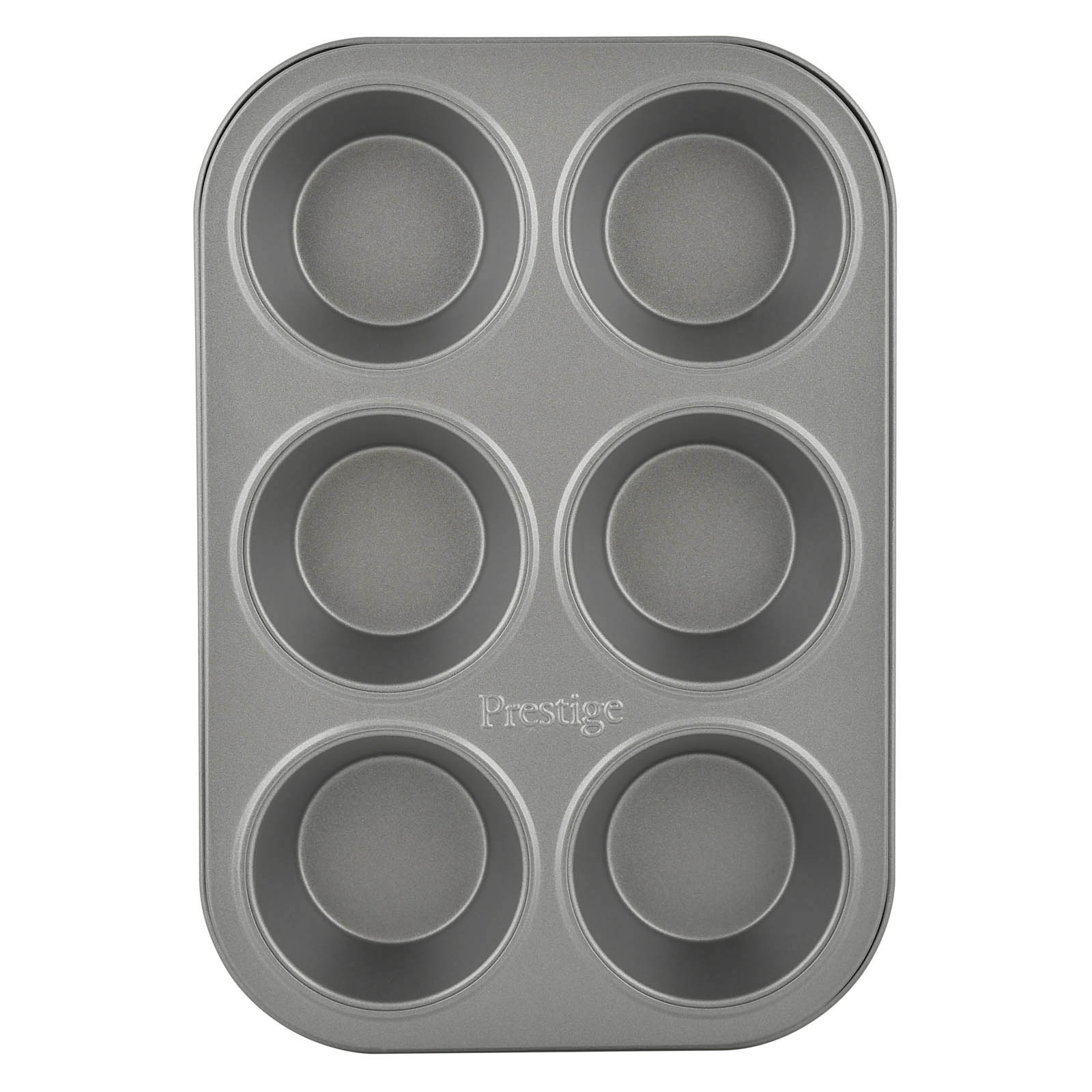 Prestige Non-Stick Carbon Steel 6 Pcs Cup Muffin Pan | Cupcake Baking Pan | Grey - PR28611