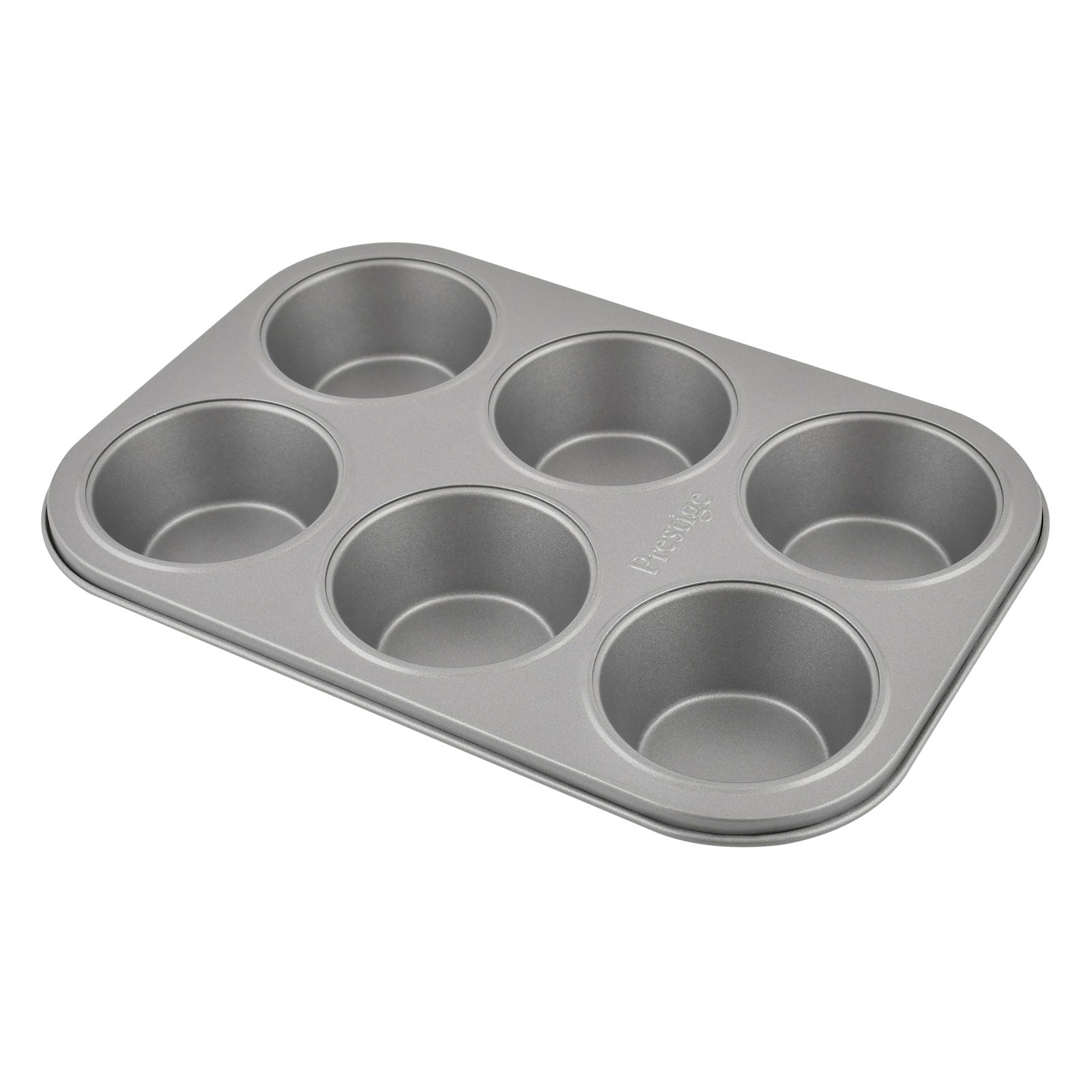 Prestige Non-Stick Carbon Steel 6 Pcs Cup Muffin Pan | Cupcake Baking Pan | Grey - PR28611