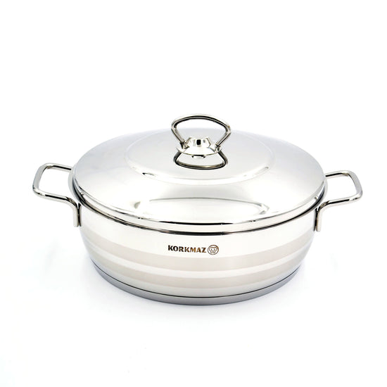 Korkmaz Astra Low Stainless Steel Casserole Pot 26X10 Cm / 5.3 L.
| KA1907
