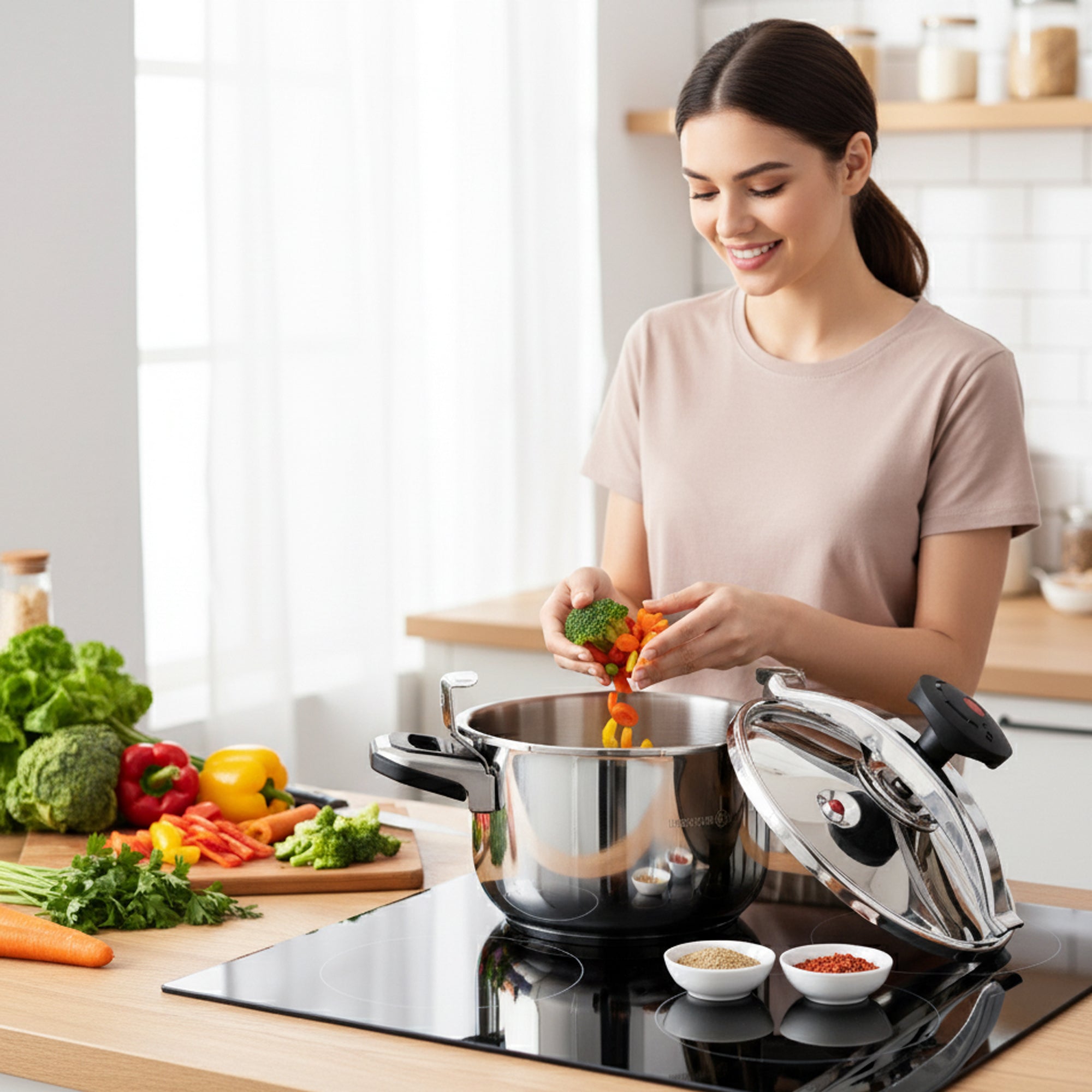 Korkmaz Pressa Stainless Steel Pressure Cooker 9L | Aluminium Capsul Base Turkish Pressure Cooker with Heavy Lid | Induction Base Cooker