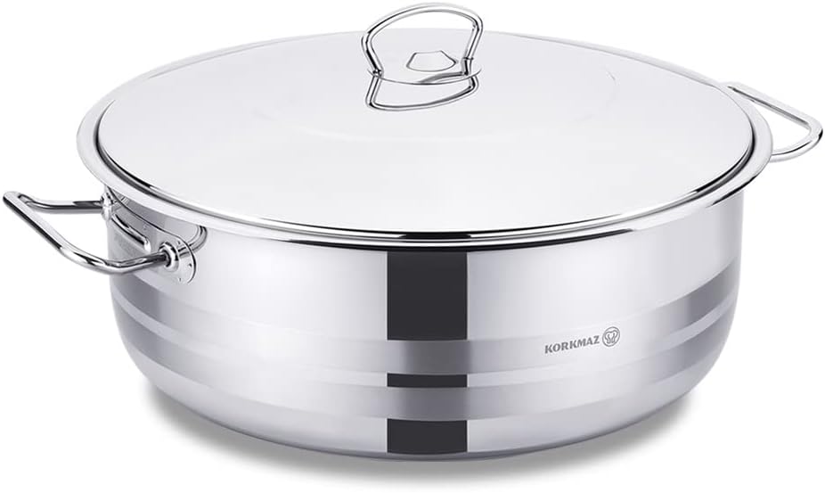 Korkmaz Mega Low Stainless Steel Casserole Pot 28X11 Cm / 6.5 L. | KA1941