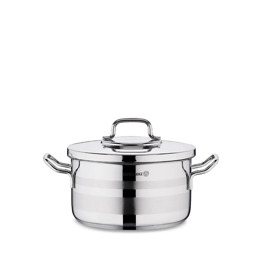 Korkmaz Astra2 Casserole 24X13 cm / 5.75 L | Induction Compatible Tri-Ply Bottom Cooking Pot | Stainless Steel Pot KA2025