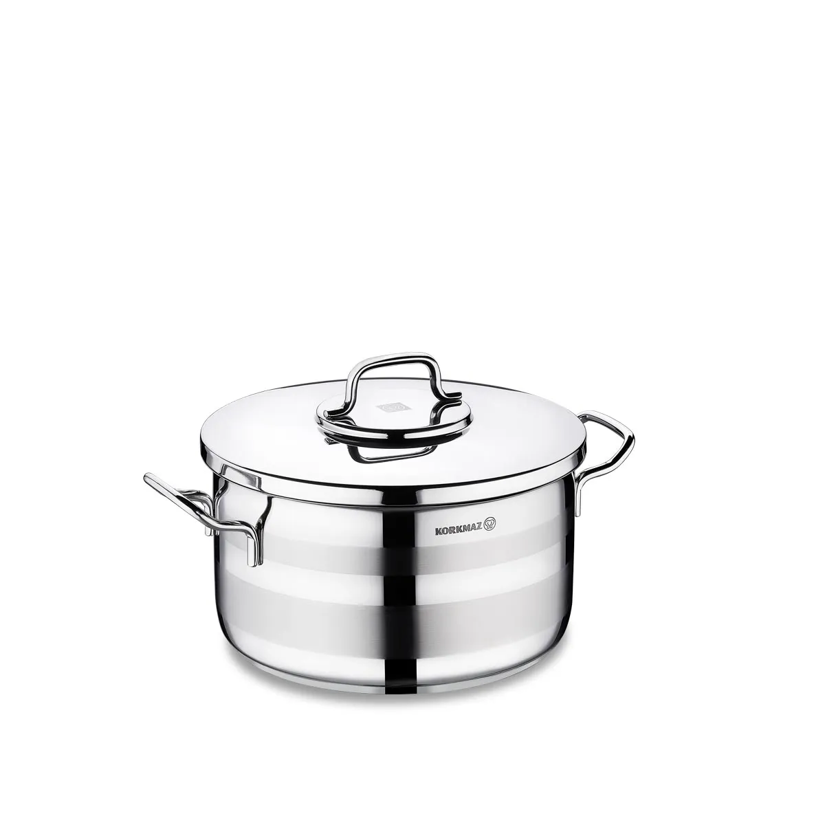 Korkmaz Astra2 Casserole 20X11.5 cm / 3.3 L | Induction Compatible Tri-Ply Bottom Cooking Pot | Stainless Steel Pot KA2023