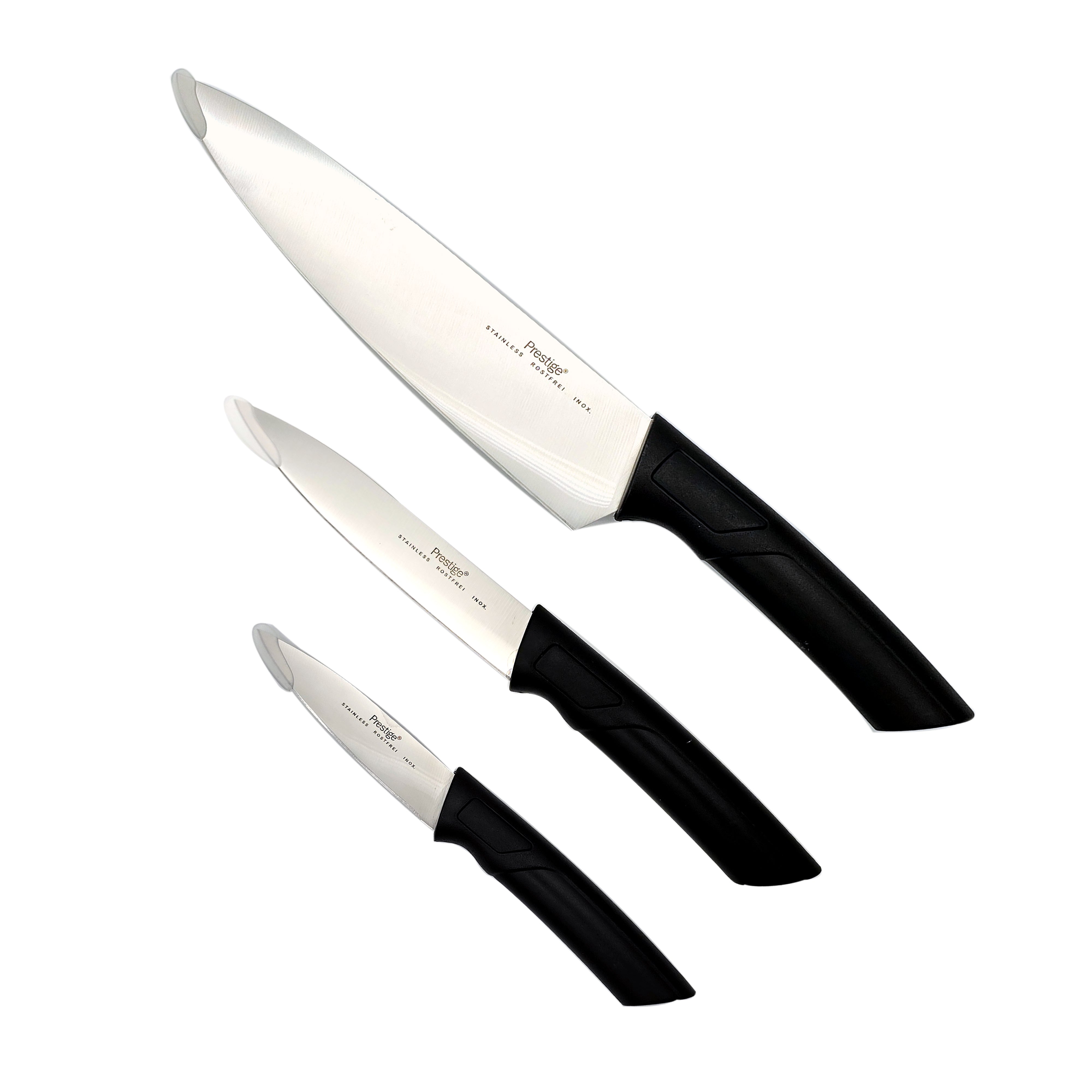 Prestige 3Pc Knife Set | Stainless Steel Blades Essential Kitchen Knives for Precision Cutting and Chopping Silver | PR48876