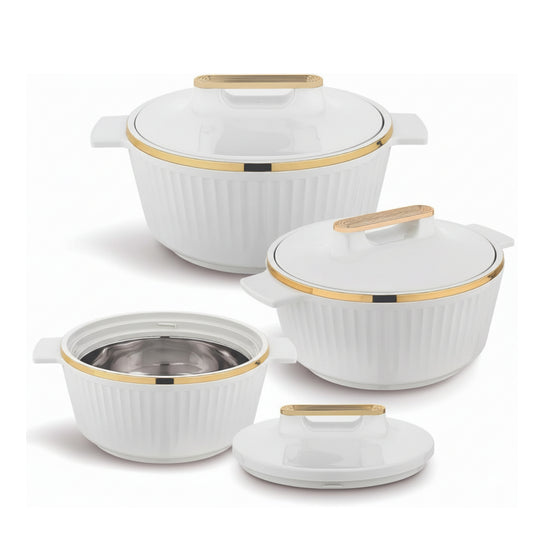 Asian Fancy Insulated Casserole Dlx Set3 (2500 + 3500 +5000 Ml) - White | AFSET2-2186W