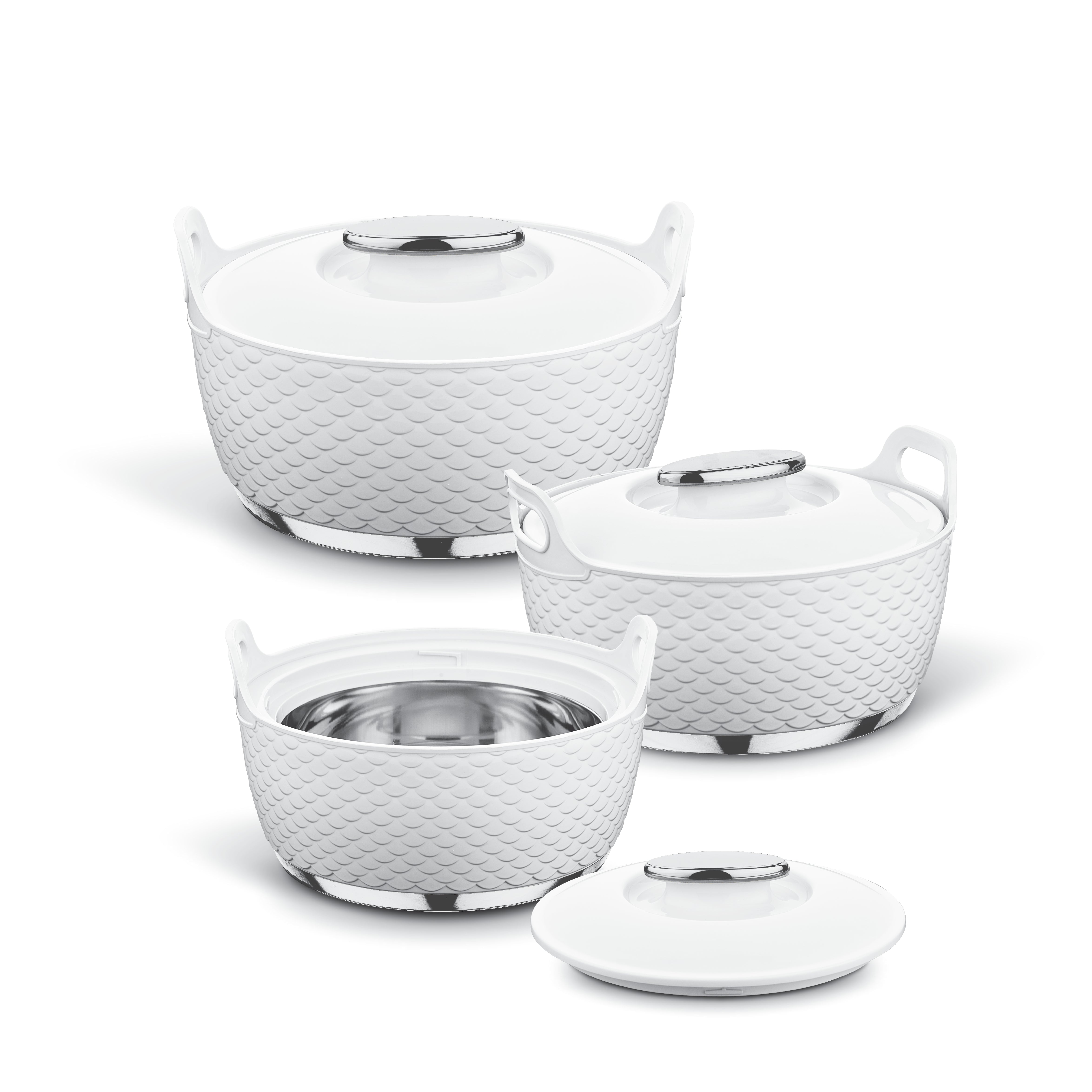 Asian Majestic Gold Cass Dlx Set3 (1500+2500+3500) | Super PU Insulation Hot Pot with Stainless Steel Inner Casing | Dishwasher Safe | Serving Dishes with Lids | Hot Food Storage Container & Warmers