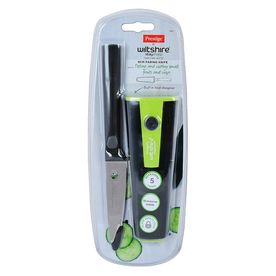 Prestige Staysharp Paring Knife 9cm | Wiltshire Stainless Steel Material Knife with Built-in Sharpner | PR1963