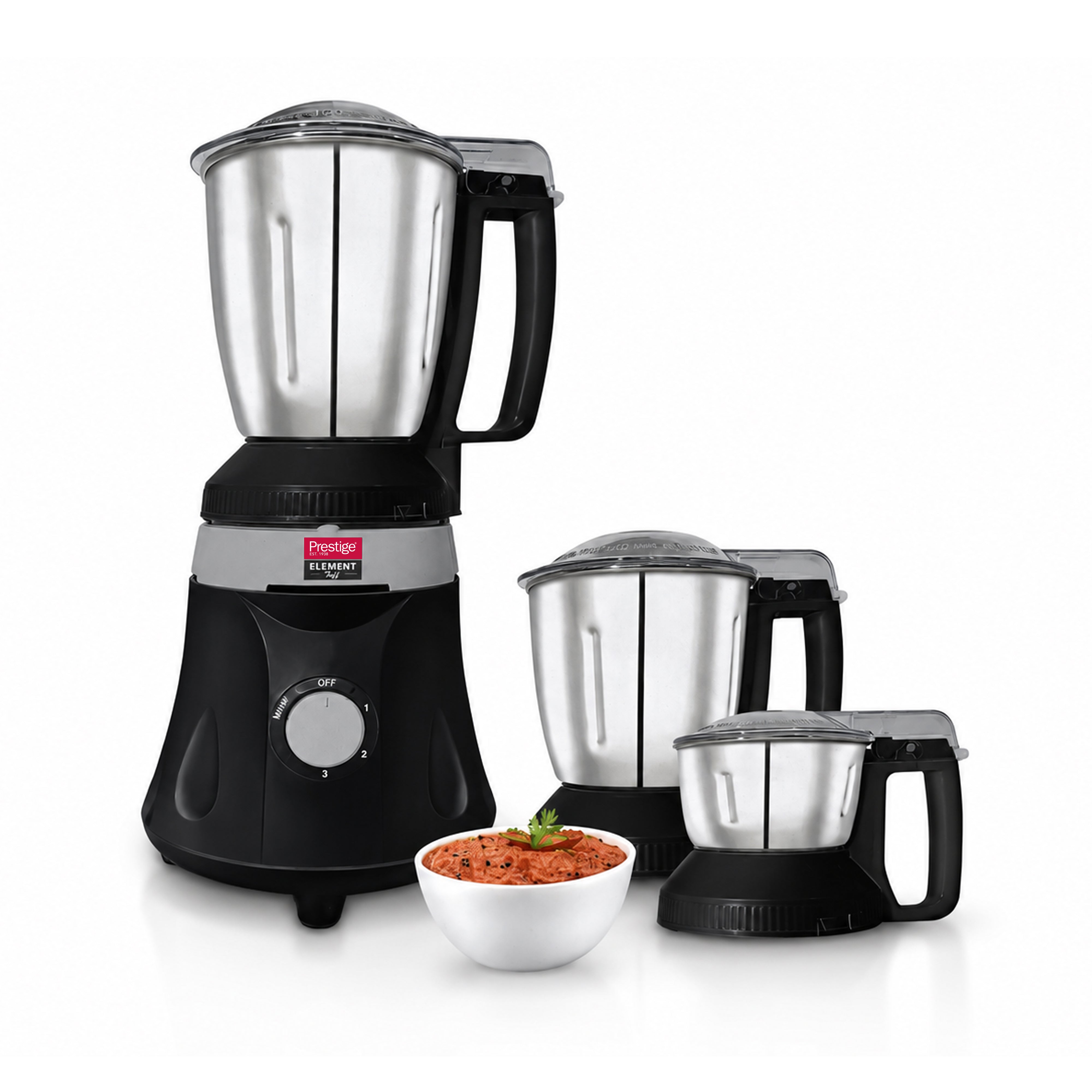 Prestige Element Tuff Mixer Grinder 1200W Max With 3 Jars - Black | PR43191