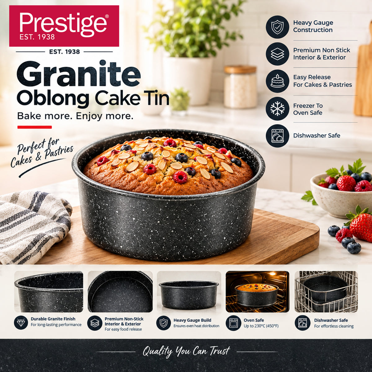 Prestige Granite Stone 20Cm/8In Loose Base Cake Tin | PR48756