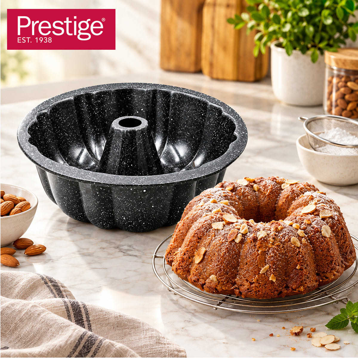 Prestige Granite Stone 26Cm/10-Inch Fluted Tube Non-Stick Pan | PR48761