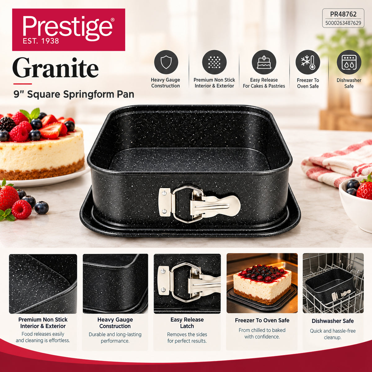 Prestige Granite 9" Square Springform Pan | PR48762