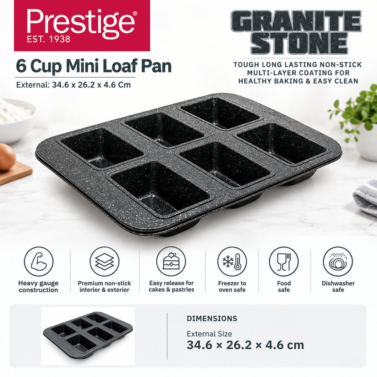Prestige Granite 6 Cup Mini Loaf Pan | PR48776