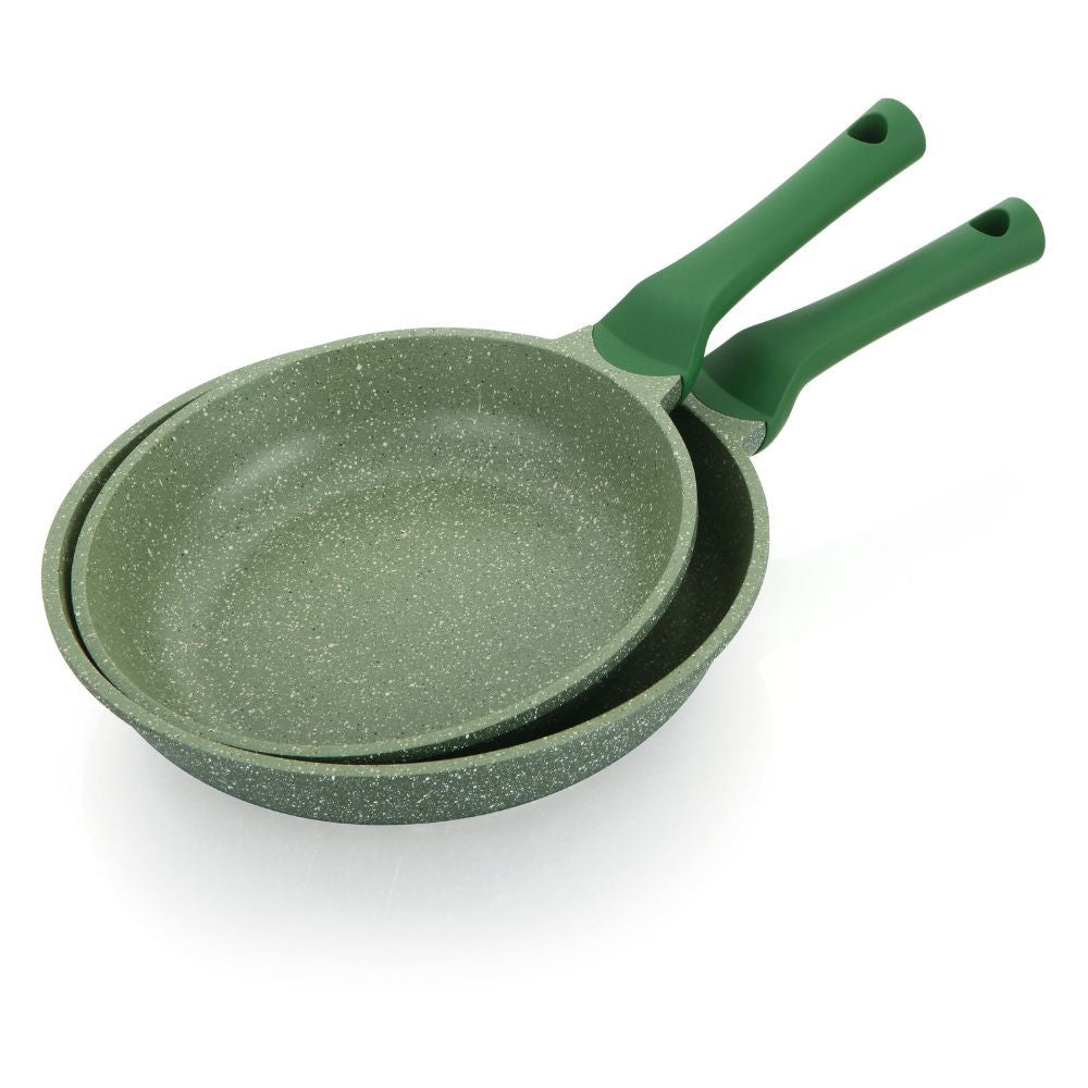 Prestige Essentials Granite Non Stick Set Combo | 24cm + 28CM Fry Pan Set | Induction Cookware Set 2 Pieces | Green - PR80996
