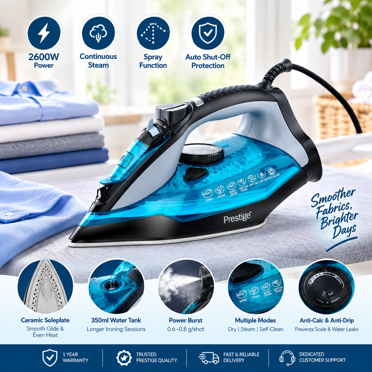 Prestige Steam Iron Ceramic Soleplate - 2600W | PR81510
