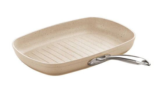 Korkmaz Granita Forged Aluminium Square Grill Frypan 35X25cm 3.2L | Non-Stick Granite Coated Grill Pan | Induction Compatible Cookware | KA1269