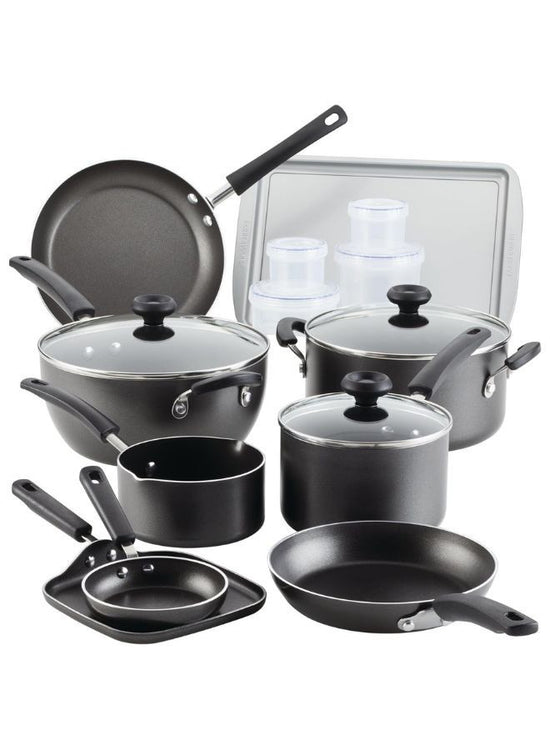 Farberware Cookstart Pots and Pans Set 20-Piece | Nonstick Cookware Set - Gray