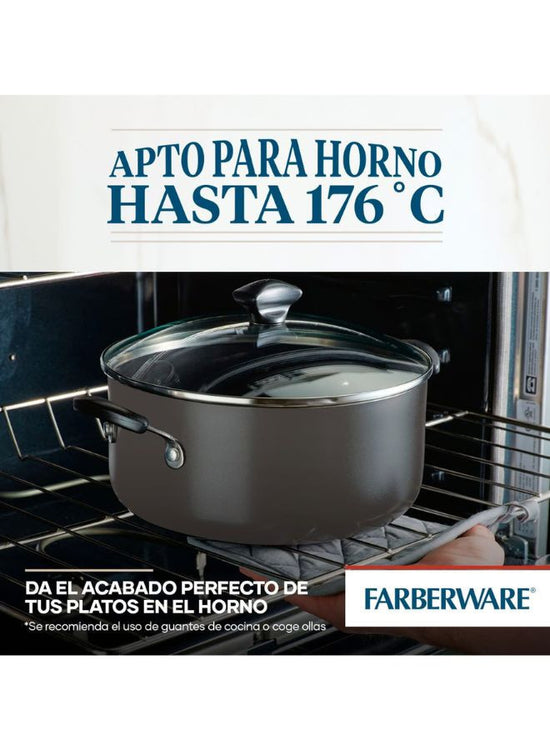 Farberware Cookstart Diamond Max Nonstick Cookware | Pots and Pans Set with Glass Lids | Non-Stick Cookware Set 15 Piece - Pewter