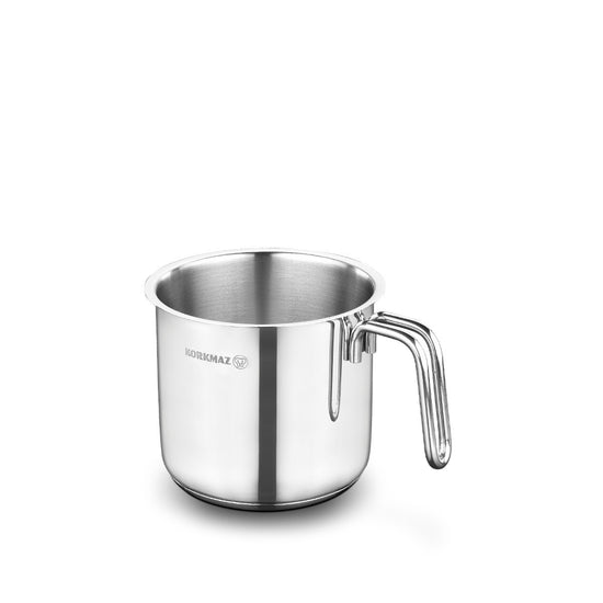 Korkmaz Perla Milk Pan 14X14 cm / 2.0L | Stainless Steel Induction Compatible Tri-Ply Bottom Milk Pot | Silver - KA1649