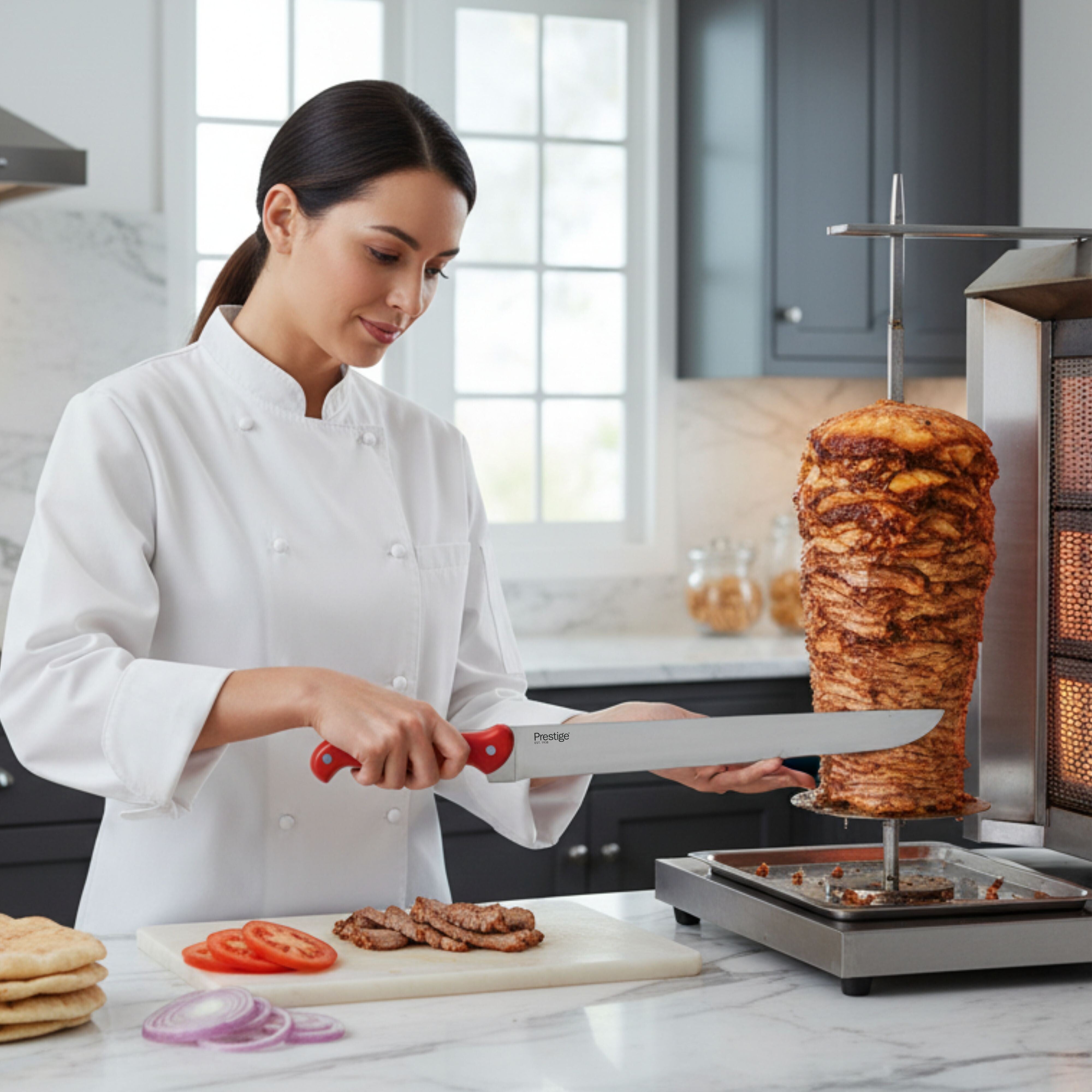 Prestige Professional Butcher knife 12 inch- Red | Carving Slicing Meat Knife | Slaughter Knife | PR49352